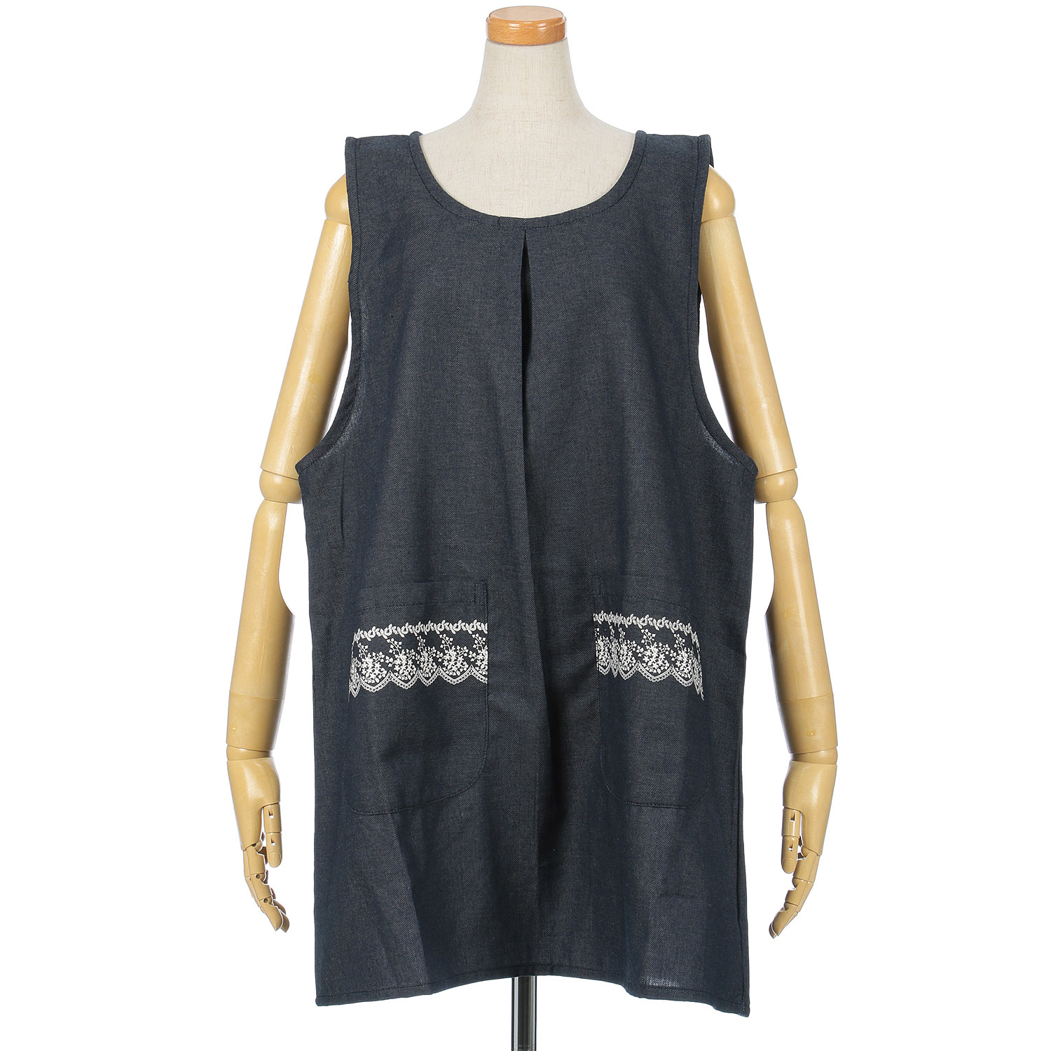 バック釦デニム風エプロン - 画像4