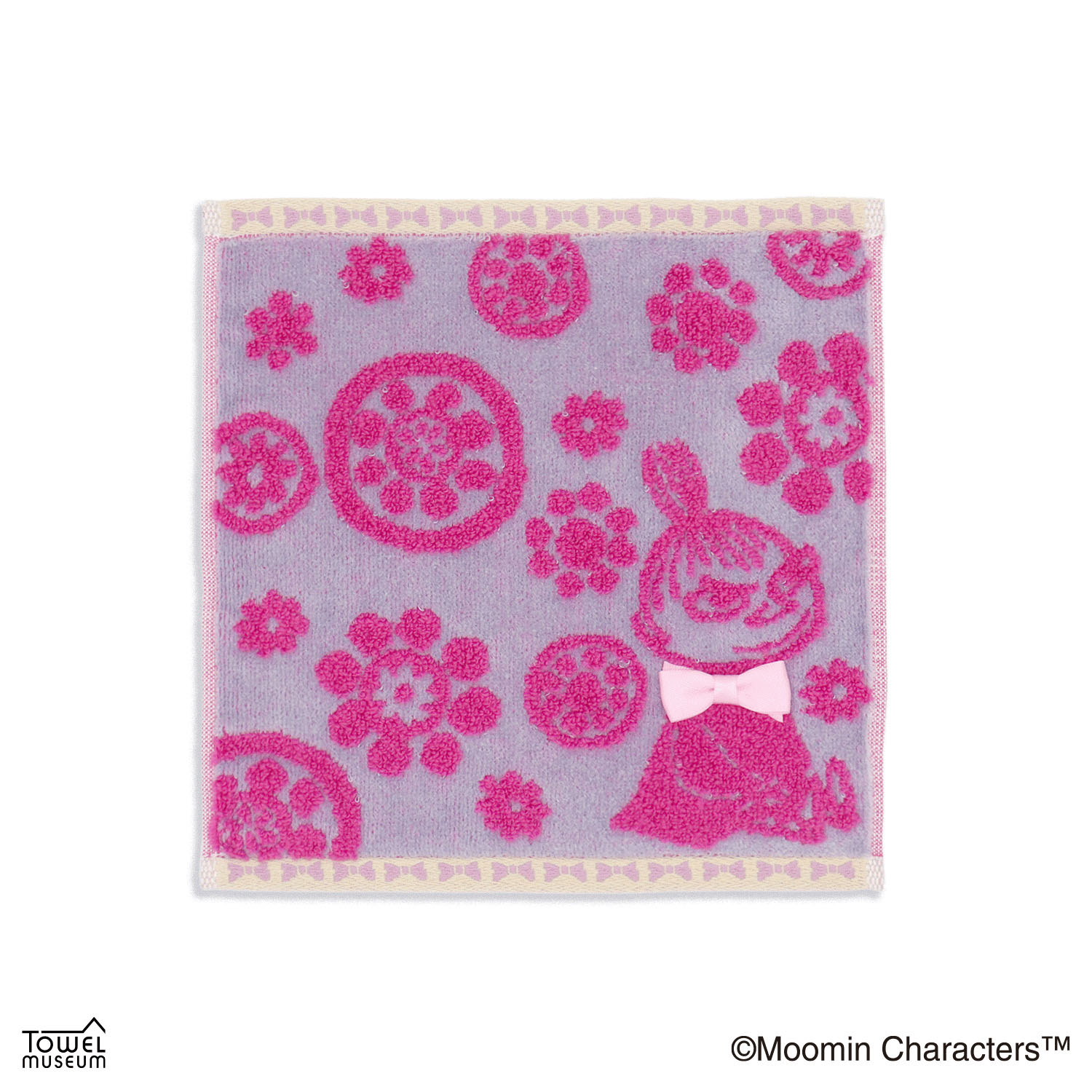 ムーミン ぽんぽんフラワー2 タオルハンカチ パープル
