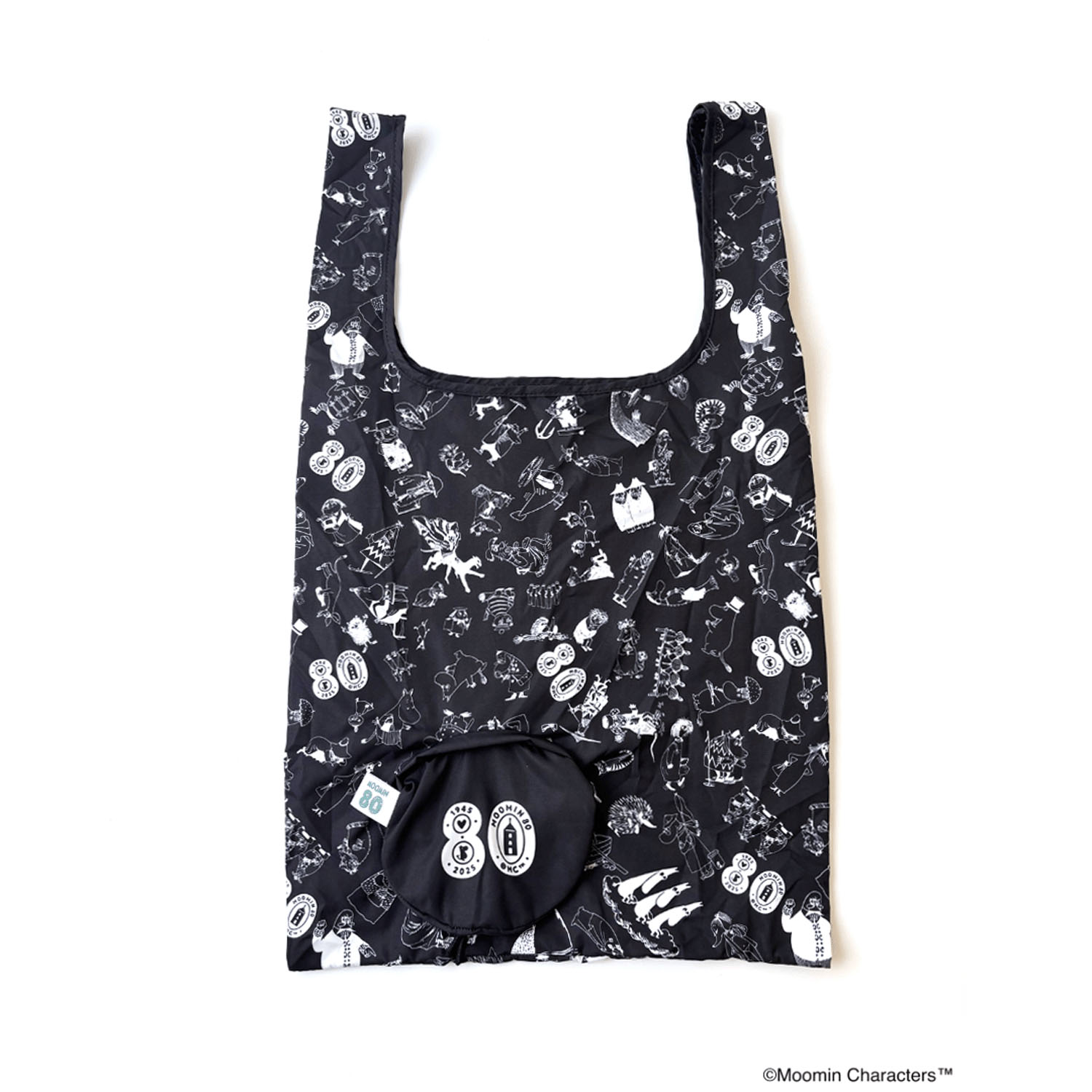 ムーミン 80TH ALL STARポケッタブルショッピングバッグ ブラック