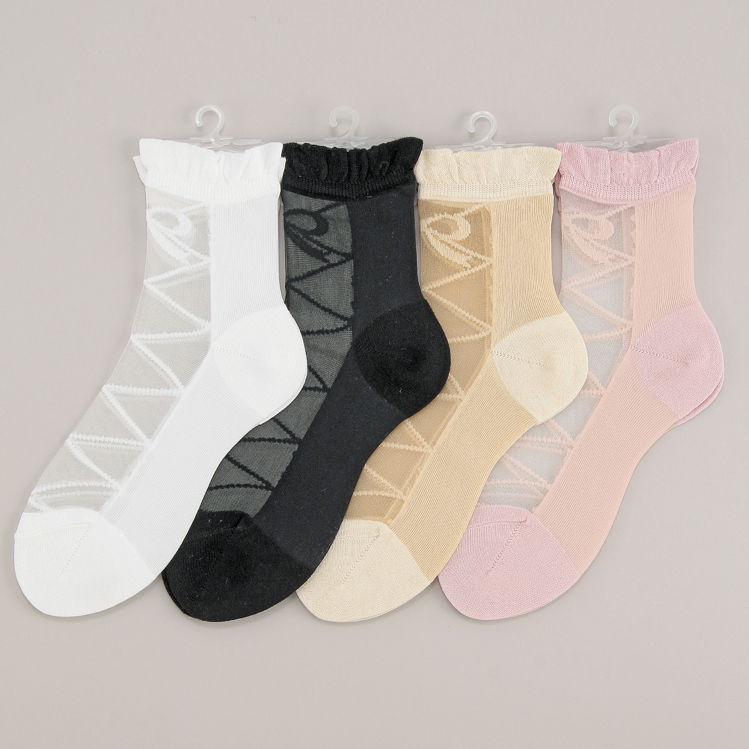 シースルーソックス 前リボン柄