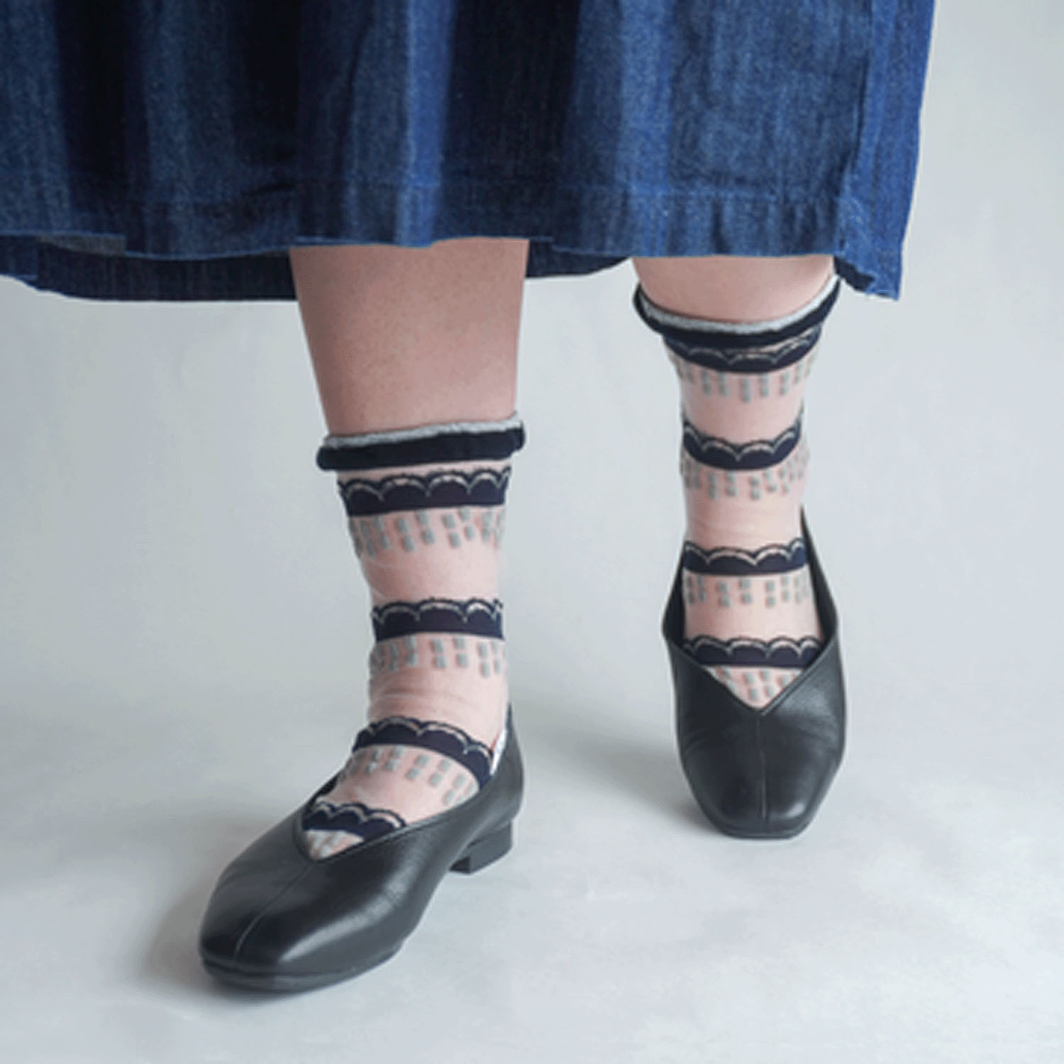 北欧調  幾何学   シースルーソックス【在庫限り】
