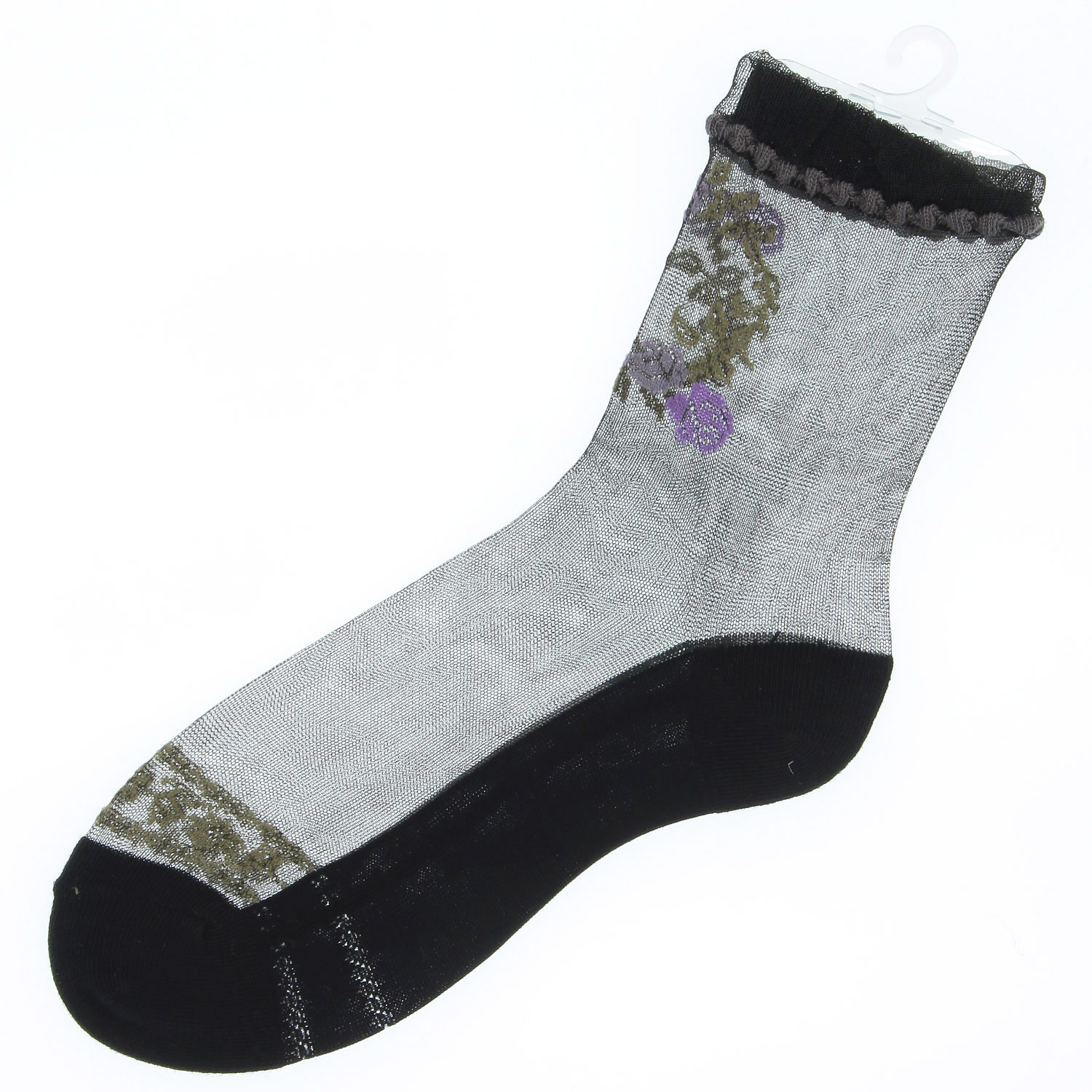 シースルーソックス 口ゴムレース調バラ - 画像4