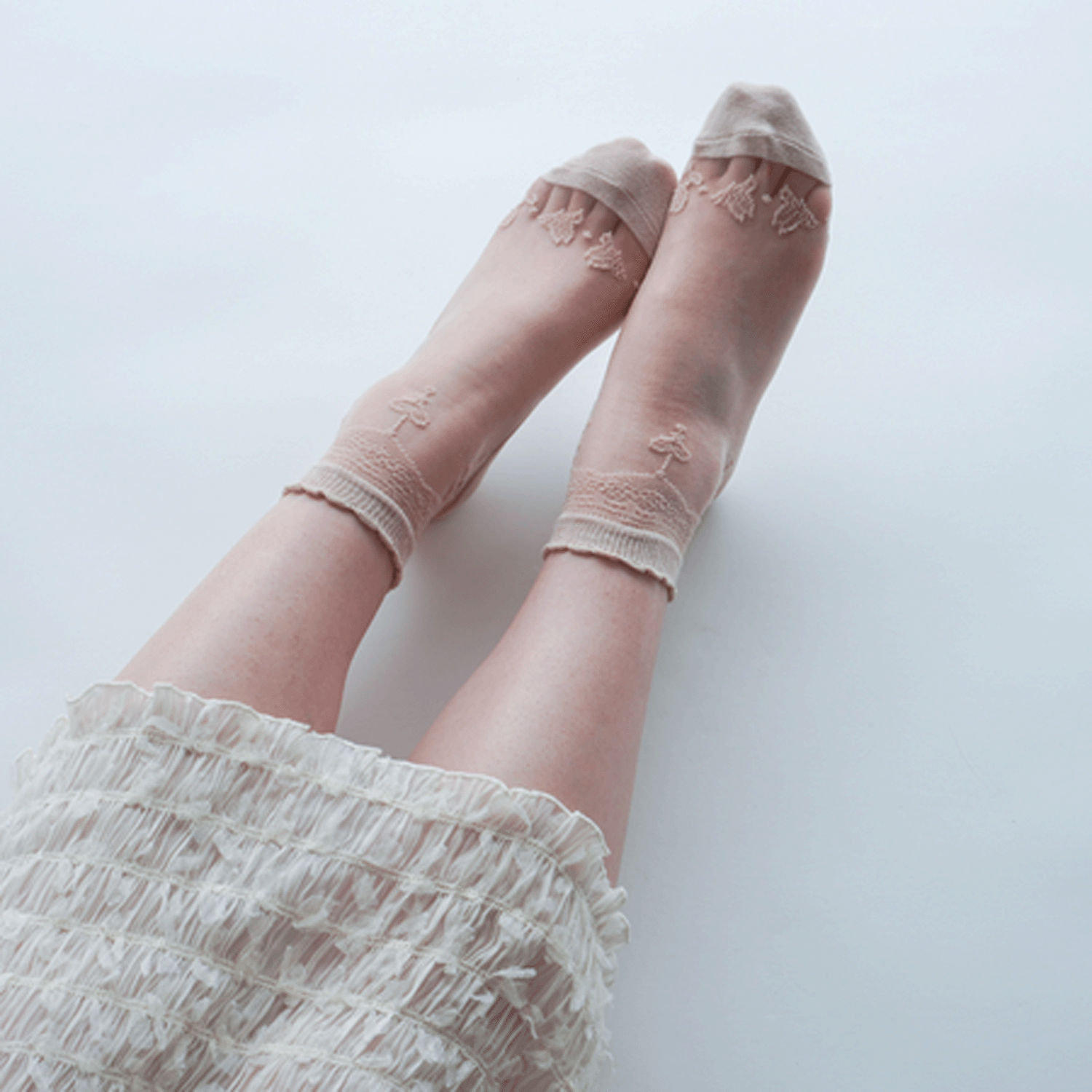 シースルーソックス 花・蝶柄 - 画像12