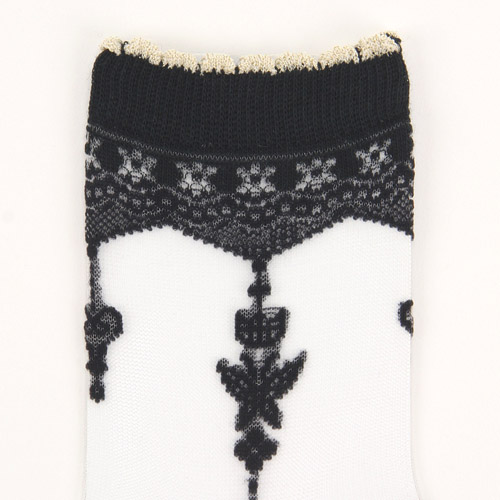 シースルーソックス 花・蝶柄 - 画像5