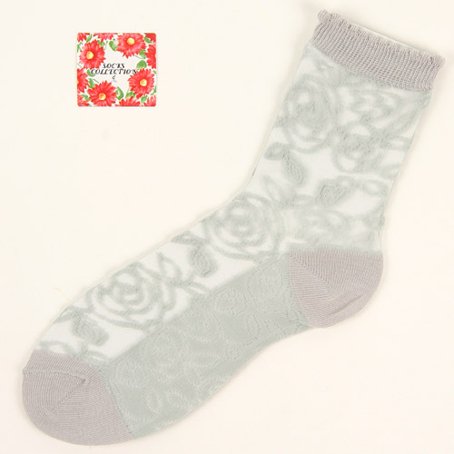 大人気★シースルーソックス レース薔薇柄 - 画像3