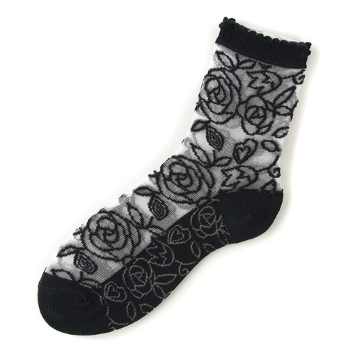 大人気★シースルーソックス レース薔薇柄 - 画像8