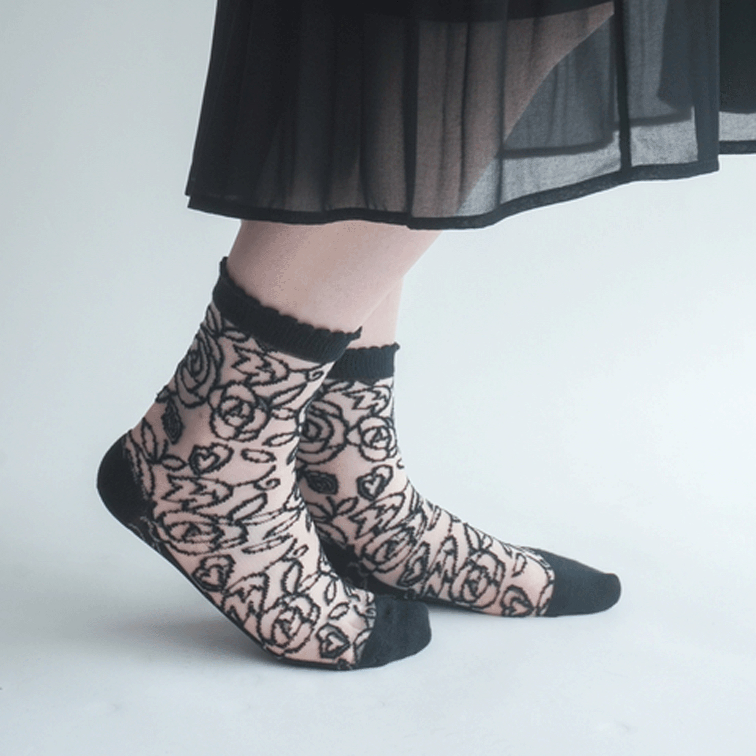 大人気★シースルーソックス レース薔薇柄 - 画像10