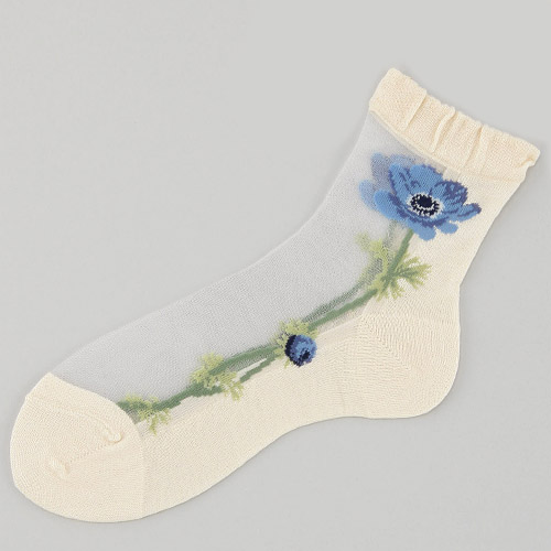 シースルーソックス シルク混 一輪アネモネ★26SS新色あり - 画像10