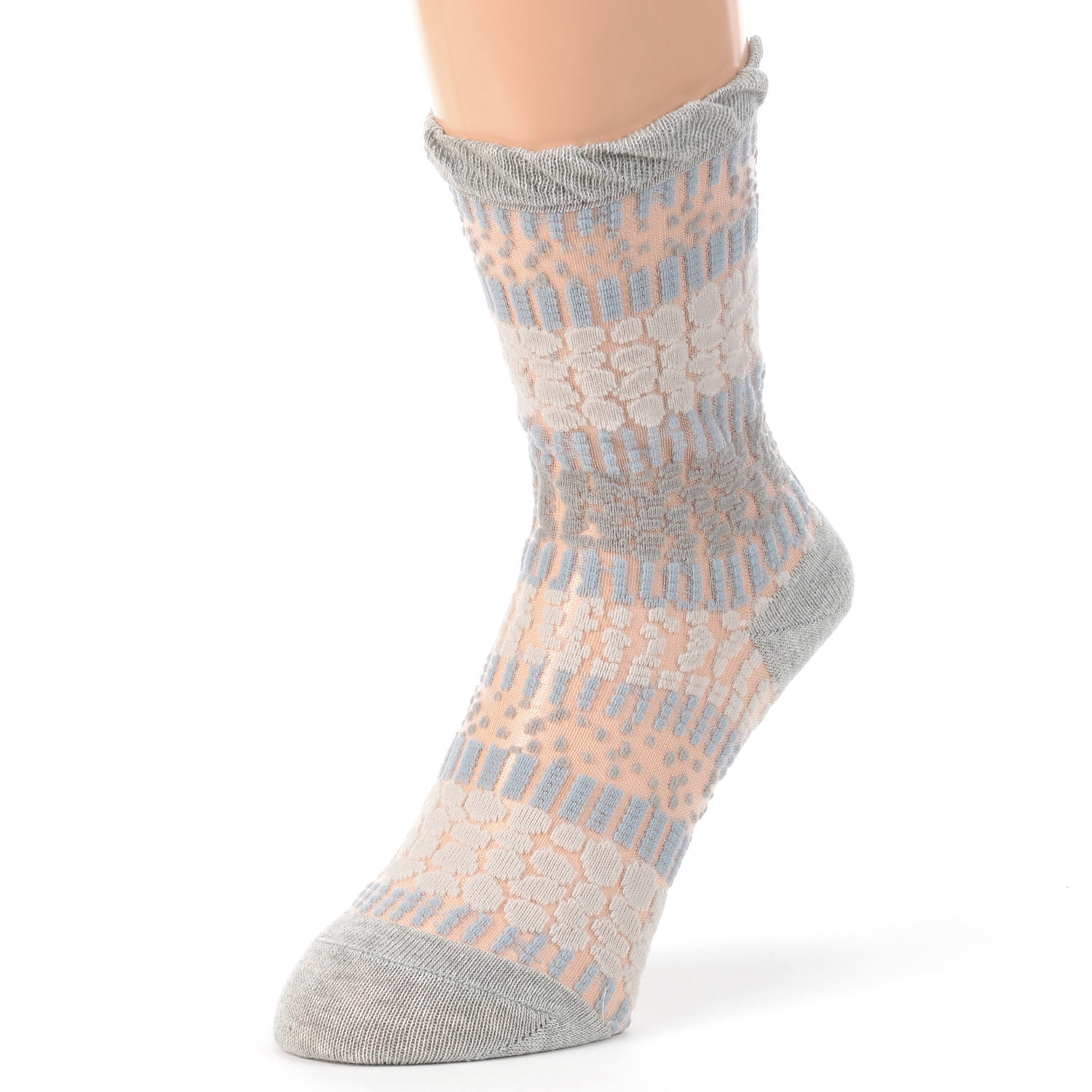 日本製 北欧調 水玉柄 シースルーソックス - 画像3