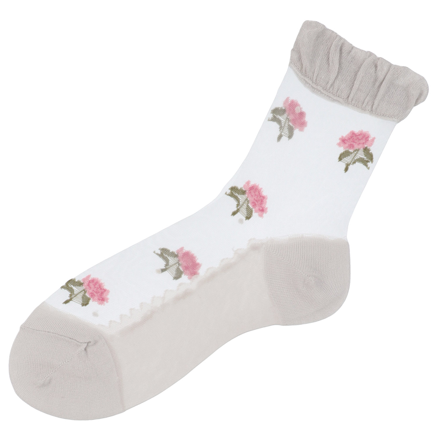 シースルーソックス ほんのきもち ハイゲージ シルク混 大花柄 - 画像2