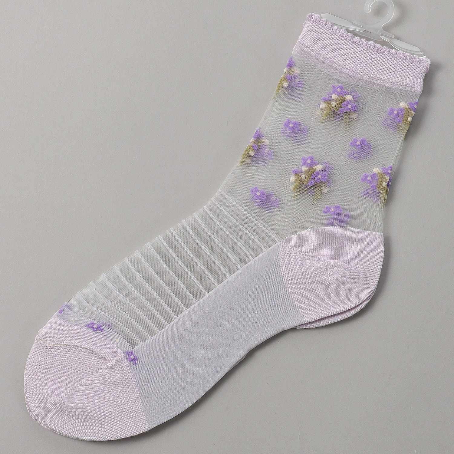 シースルーソックス ほんのきもち ハイゲージ シルク混 小花柄 - 画像5