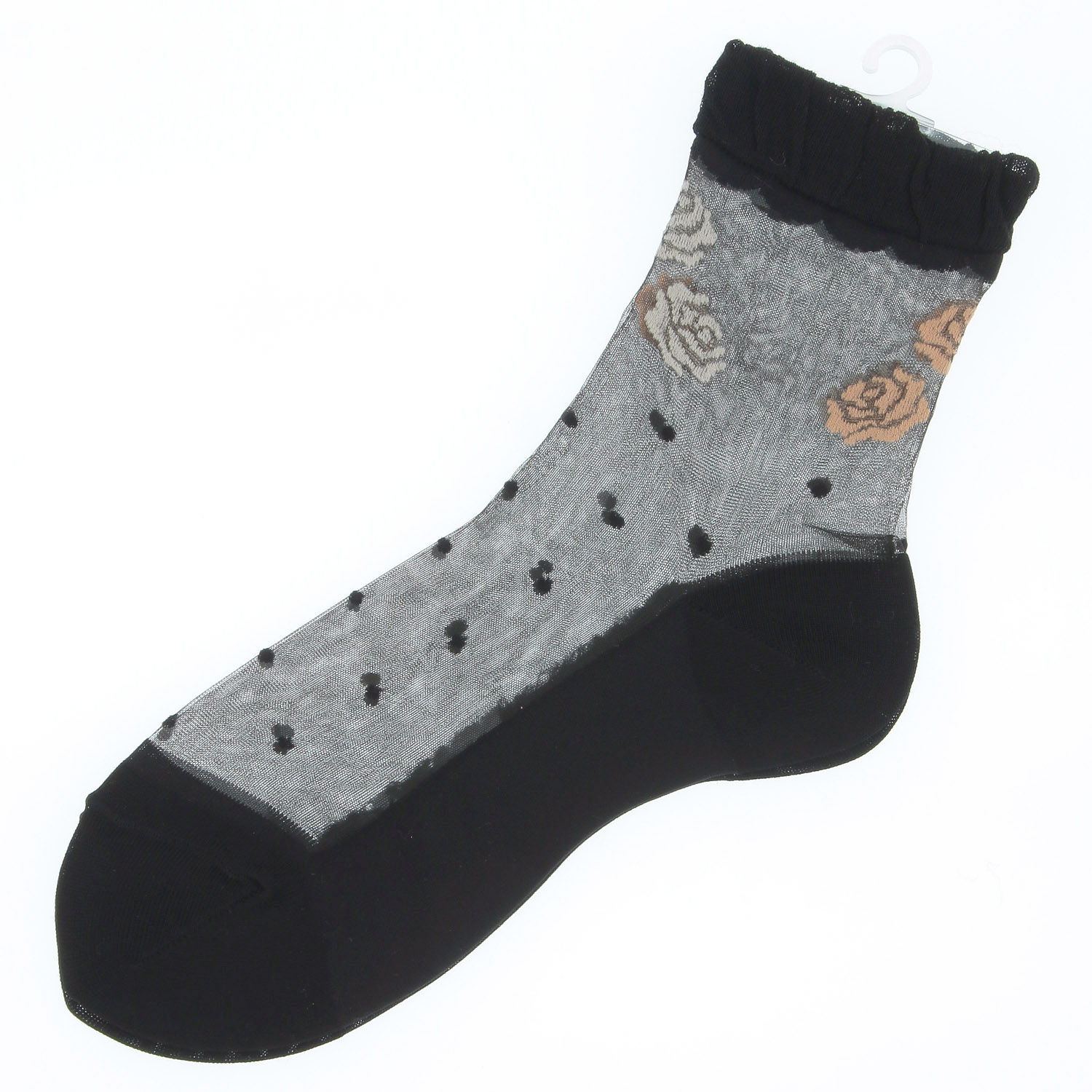 別注★シースルーソックス  ほんのきもち シルク混 ローズブーケ柄【在庫限り】 - 画像5