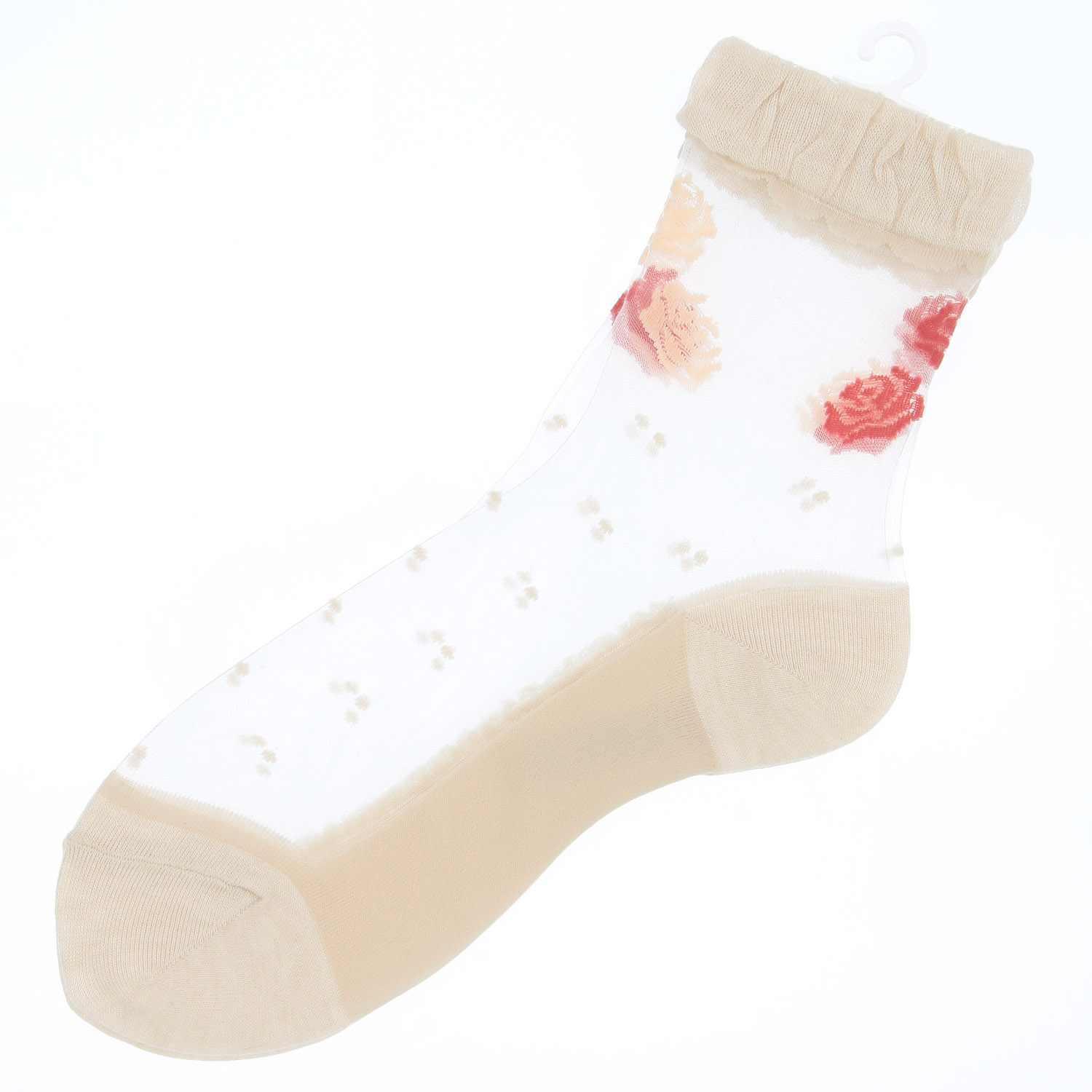 別注★シースルーソックス  ほんのきもち シルク混 ローズブーケ柄【在庫限り】 - 画像6