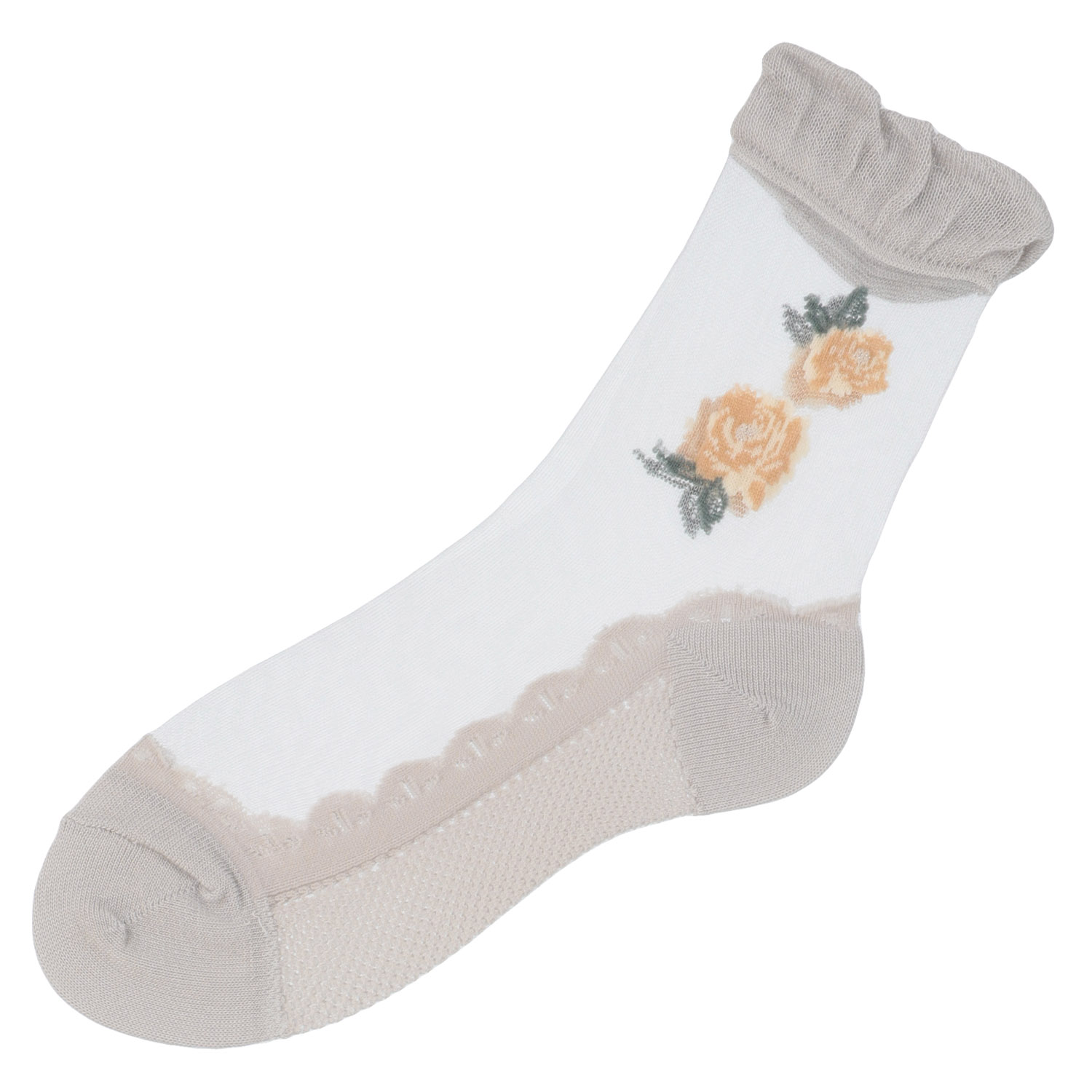 シースルーソックス ほんのきもち ハイゲージ シルク混 小花柄 - 画像2