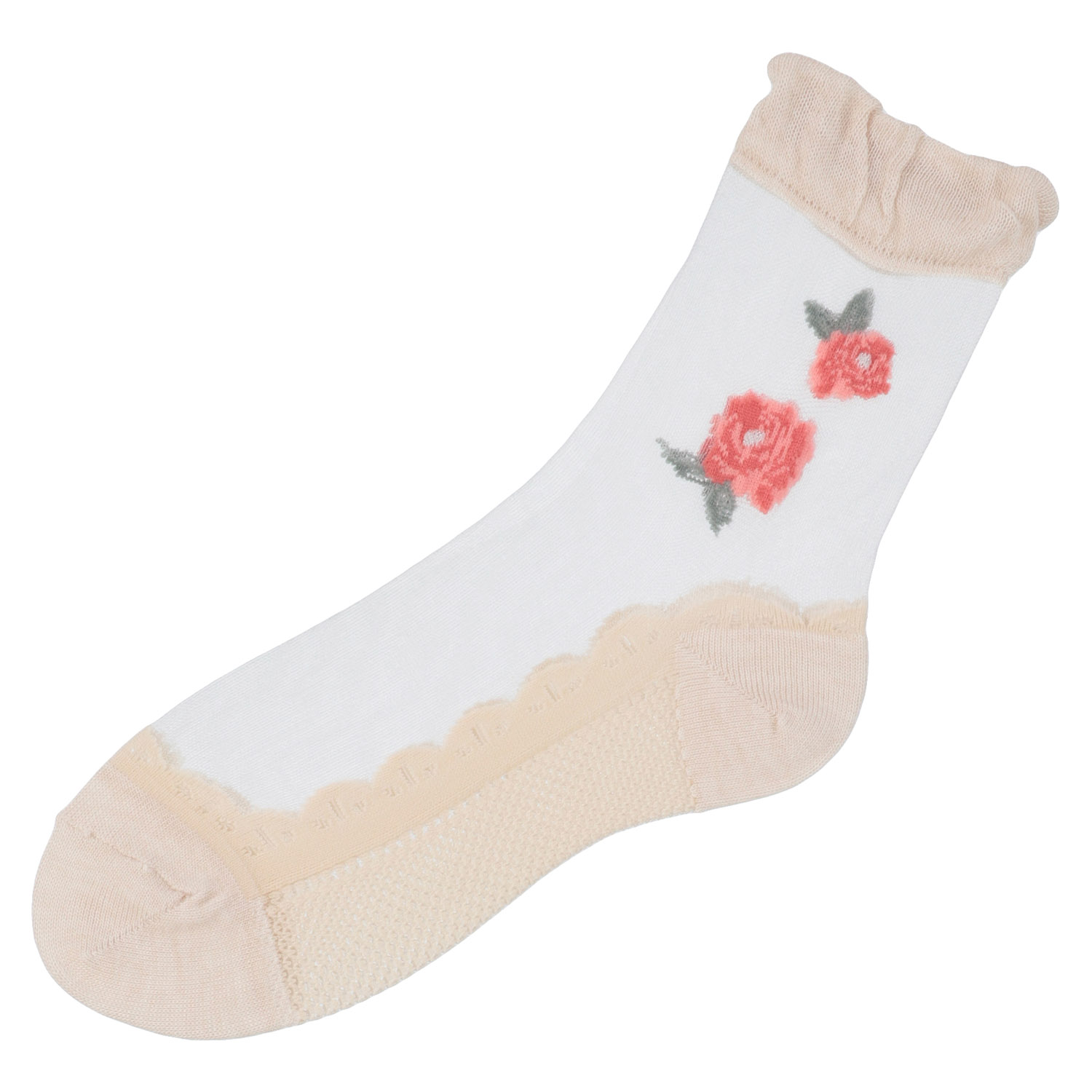 シースルーソックス ほんのきもち ハイゲージ シルク混 小花柄 - 画像5