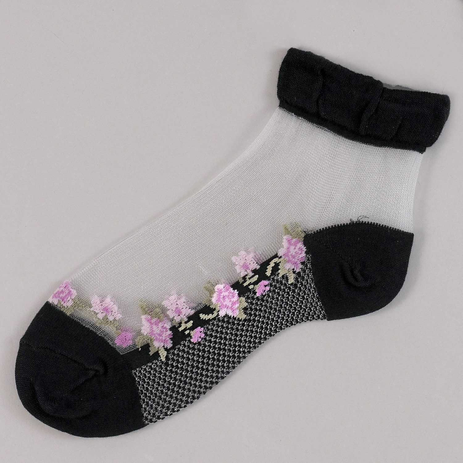 シースルーソックス ほんのきもち ミドルゲージ ローズライン ショート丈 - 画像3