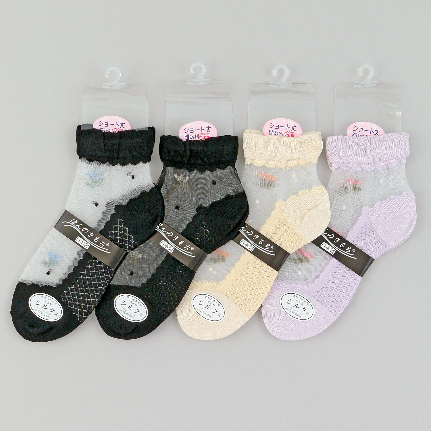 シースルーソックス ほんのきもち ミドルゲージ おはな ショート丈