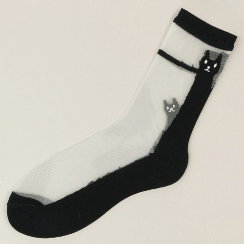 大人気★シースルーソックス 後ろ猫柄 - 画像3