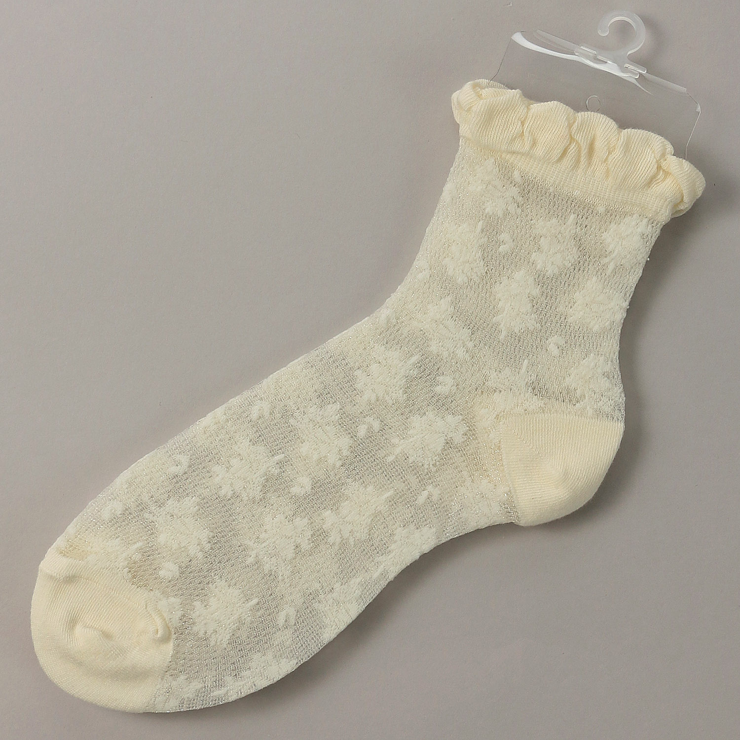 やわらかナイロン シースルーソックス  花草柄 - 画像7