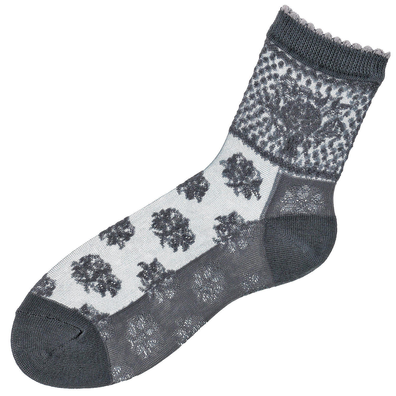 シースルーソックス 幾何学 バラ柄【在庫限りで取り寄せ】 - 画像3