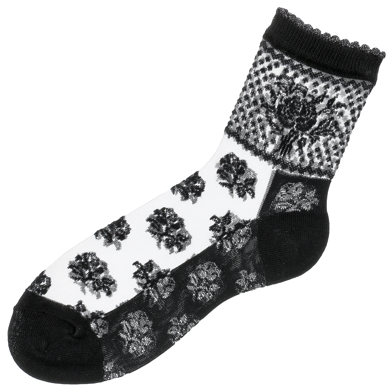 シースルーソックス 幾何学 バラ柄【在庫限りで取り寄せ】 - 画像5