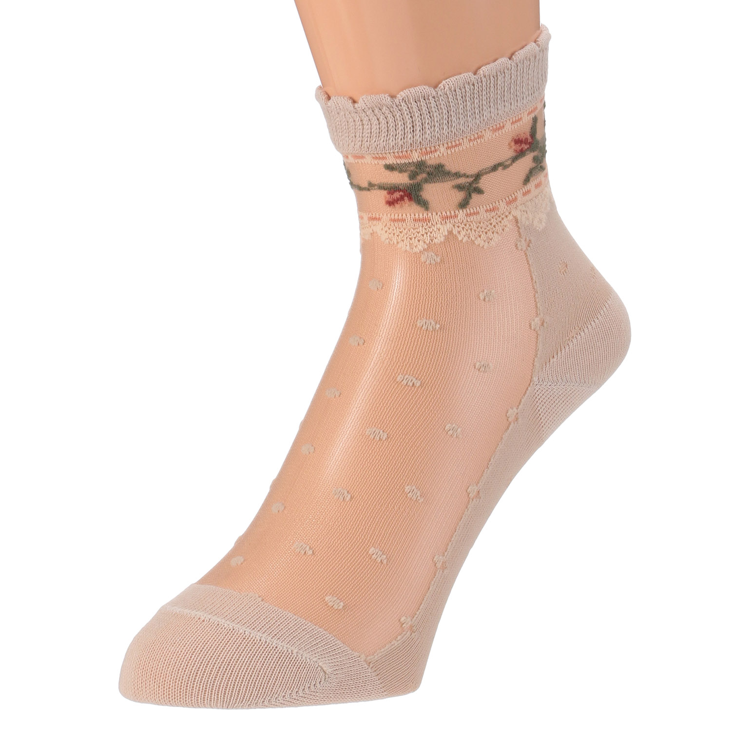 シースルーソックス 花レース水玉 - 画像7