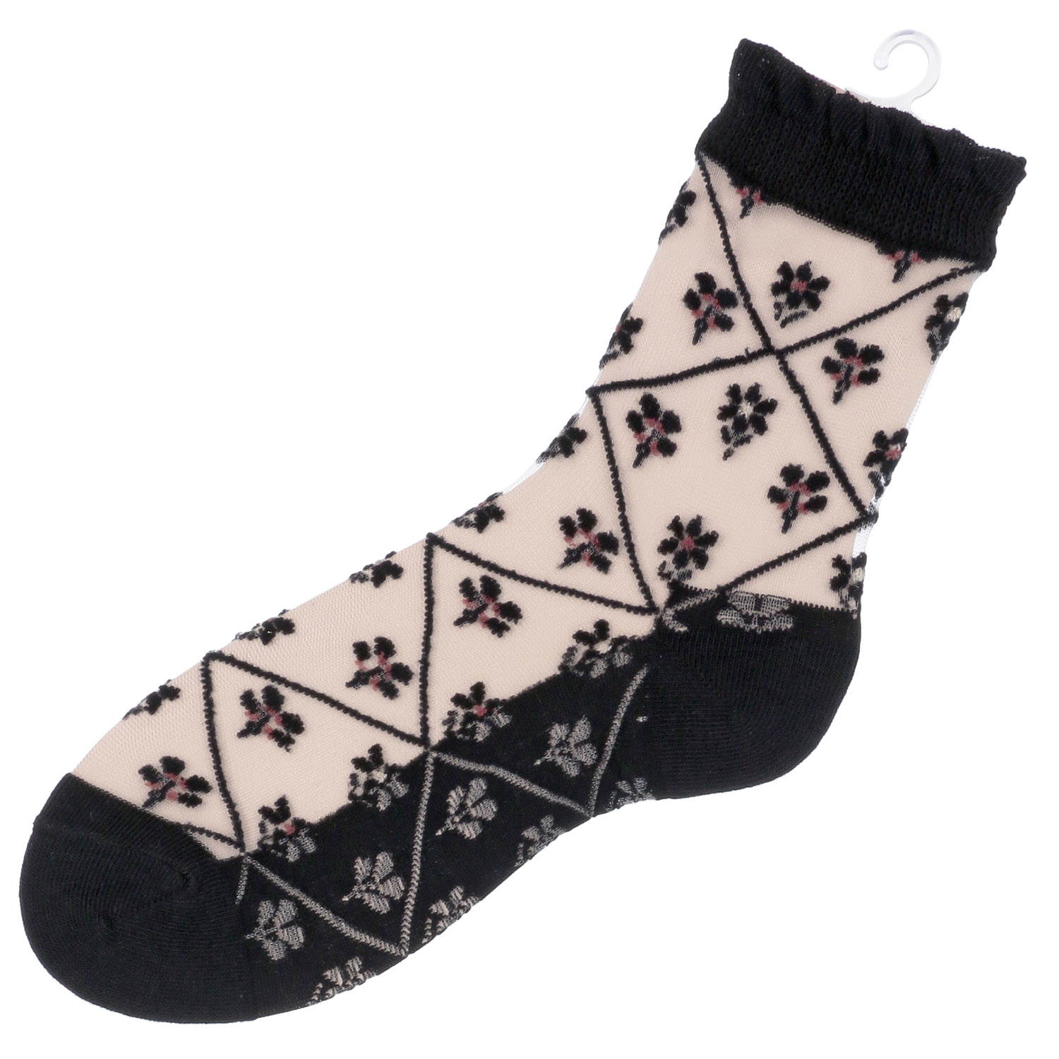 シースルーソックス 花ダイヤ柄 - 画像4