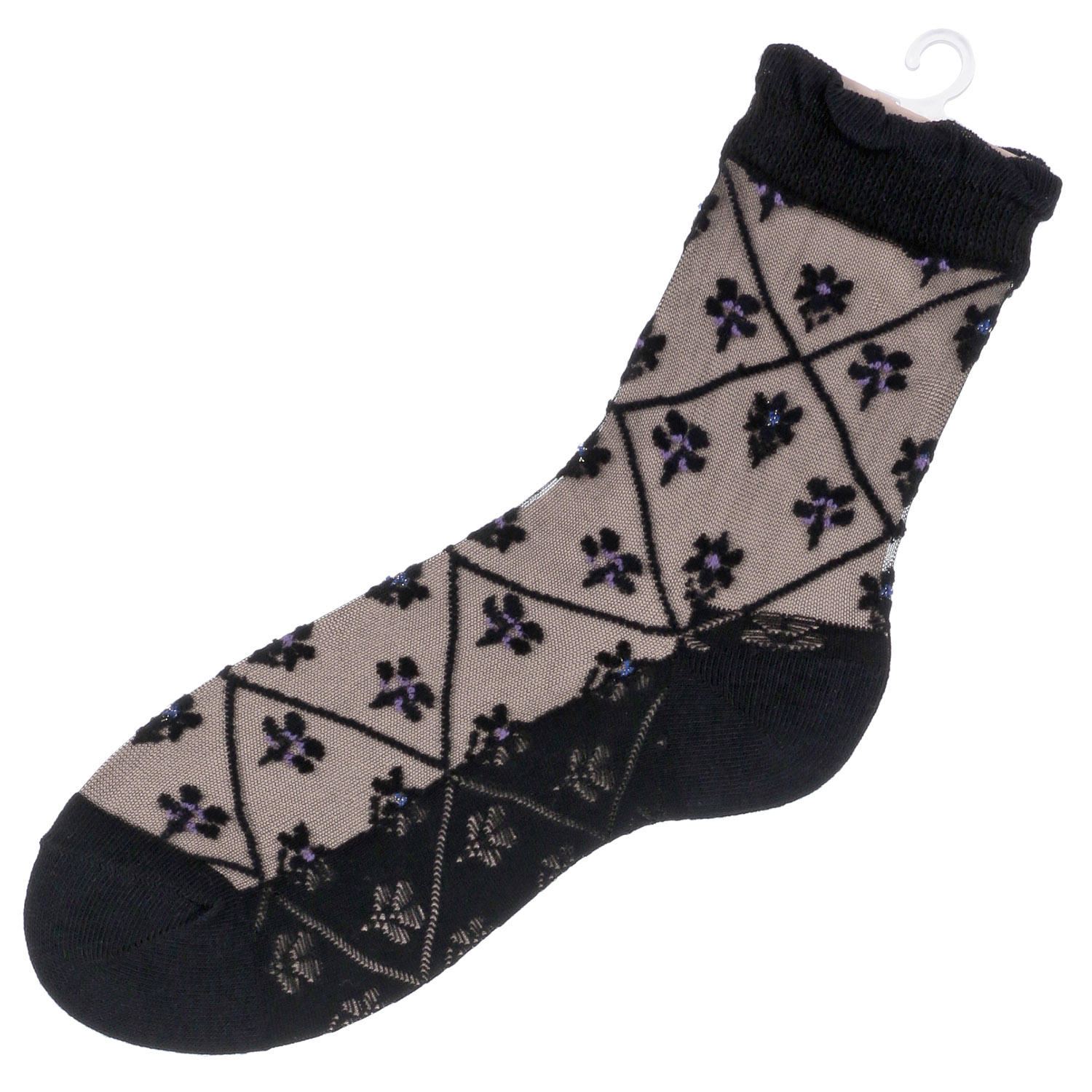 シースルーソックス 花ダイヤ柄 - 画像6