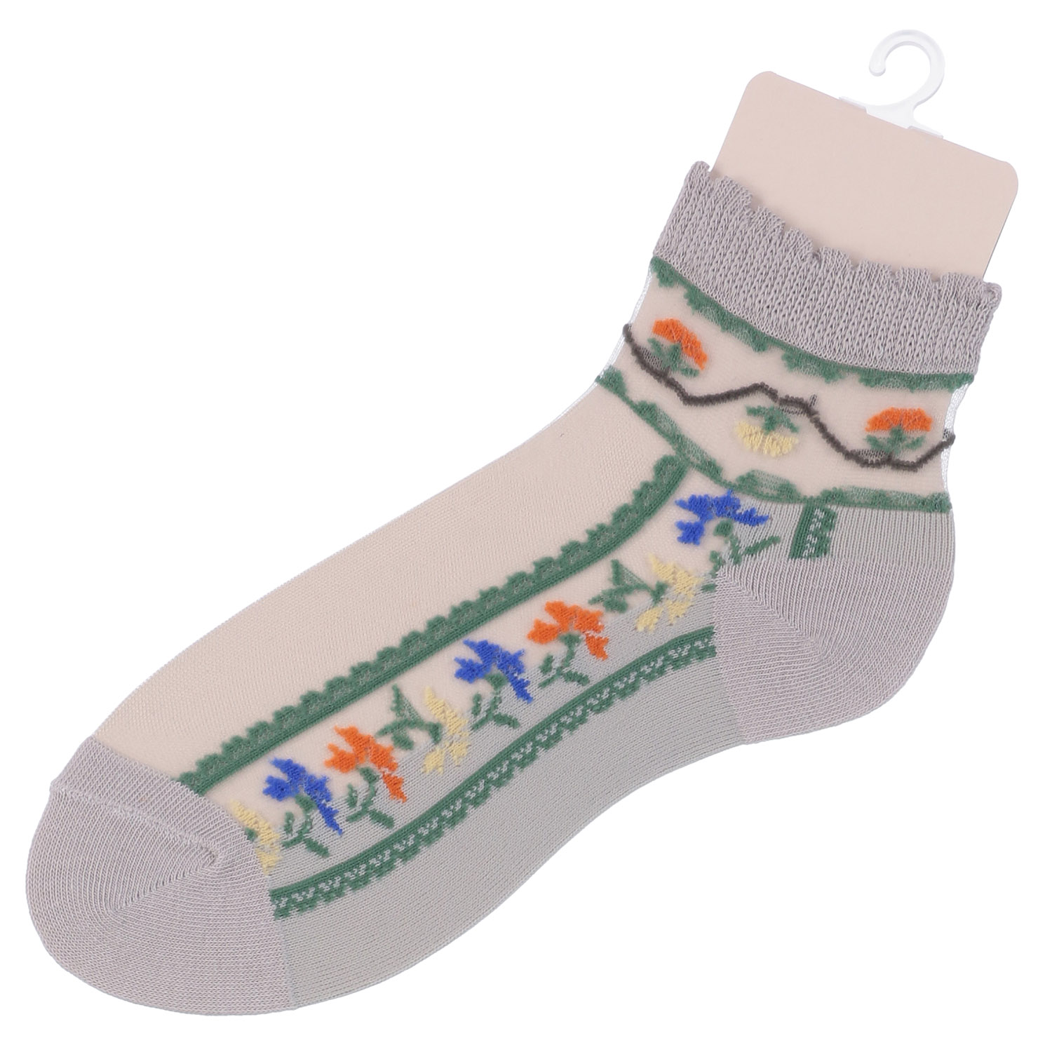 シースルーソックス ショート丈 カラフル花柄 - 画像3