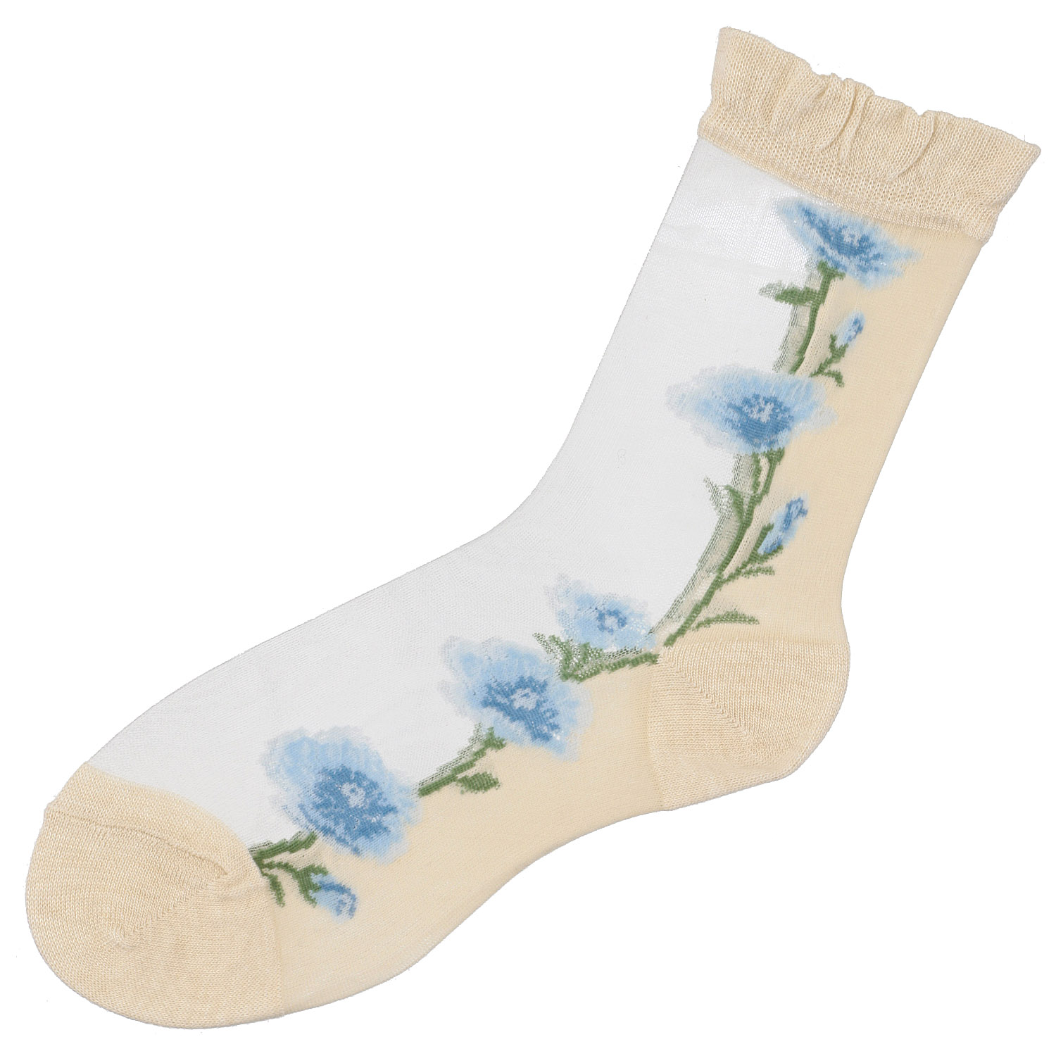 シースルーソックス 丈長  花柄（タチアオイ） - 画像5