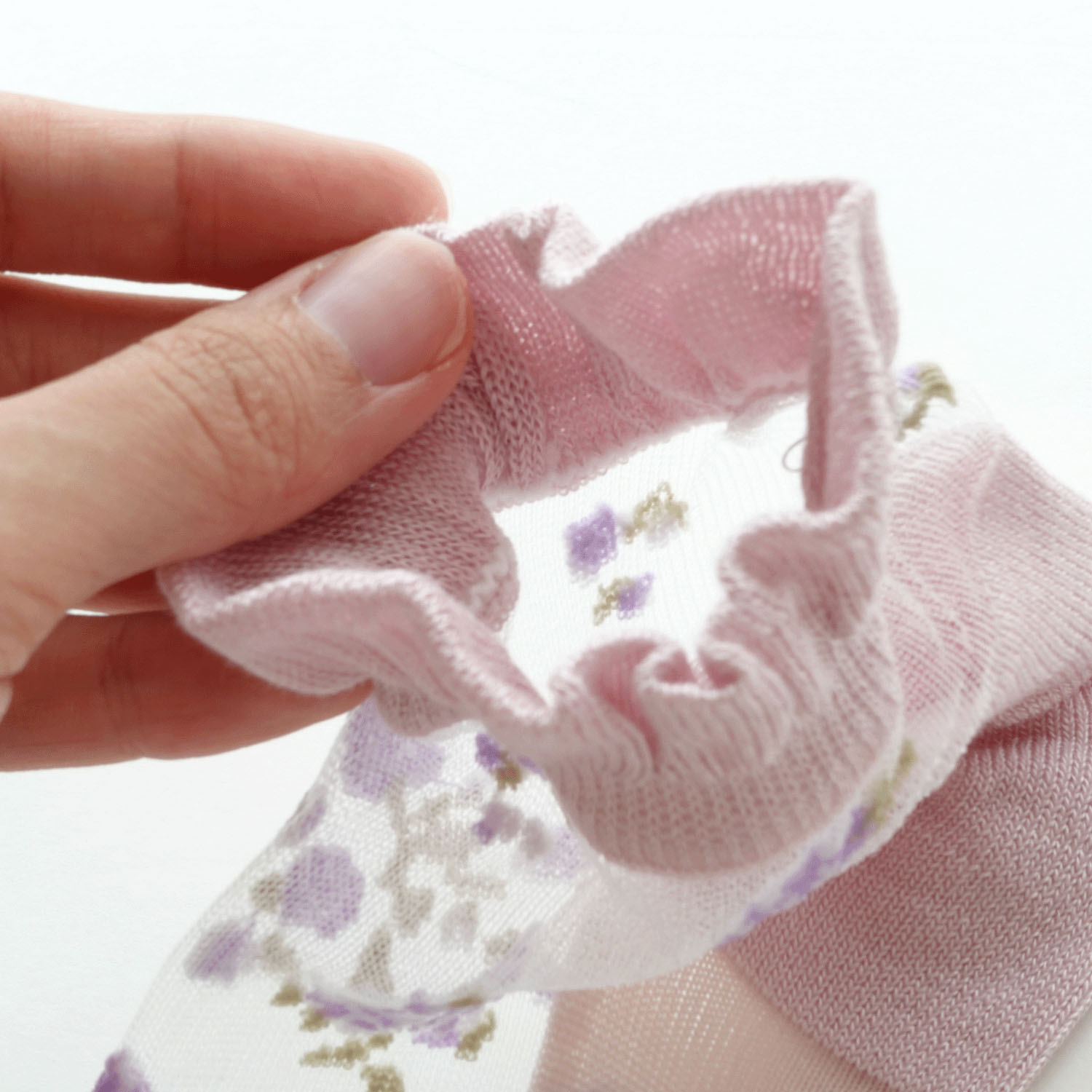 シースルーソックス ショート丈 バラブーケ柄 - 画像2