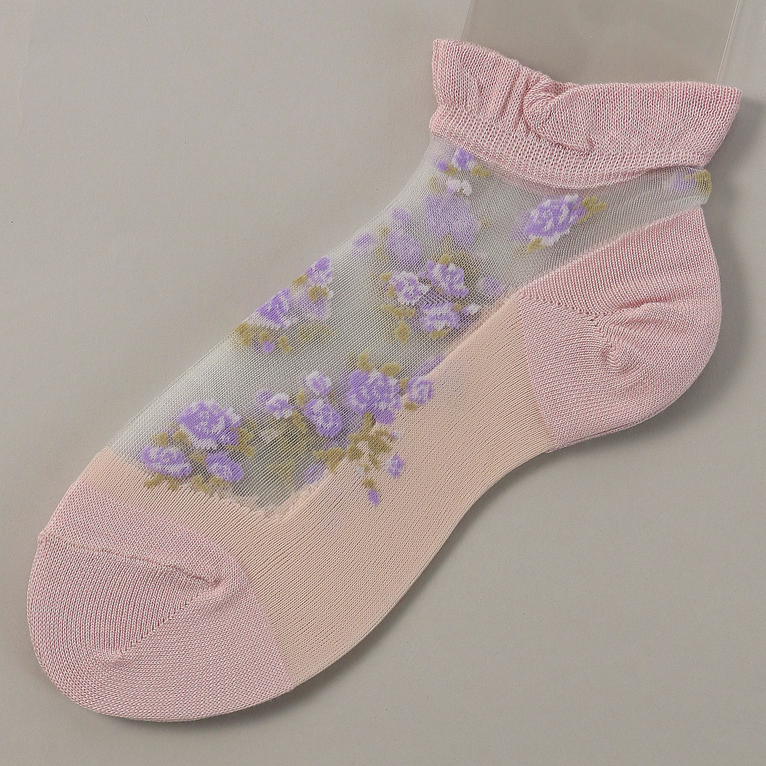 シースルーソックス ショート丈 バラブーケ柄 - 画像8