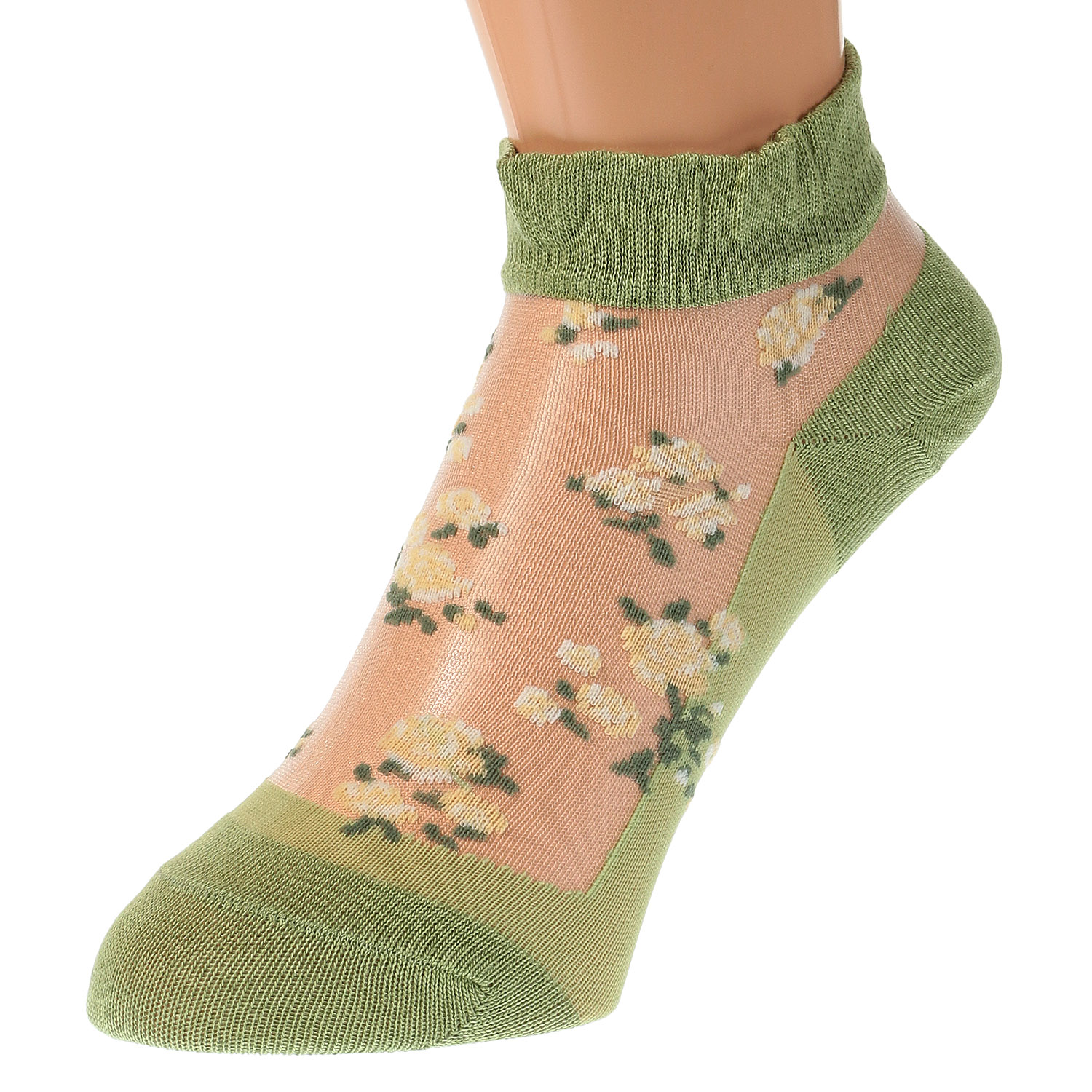 シースルーソックス ショート丈 バラブーケ柄 - 画像10