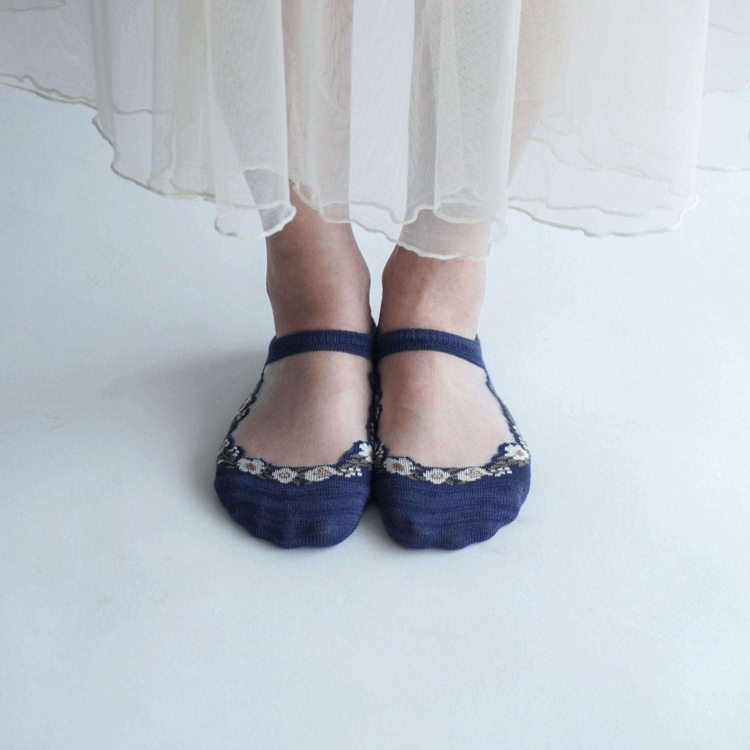 シースルーソックス  カバーソックス  花草柄 - 画像11