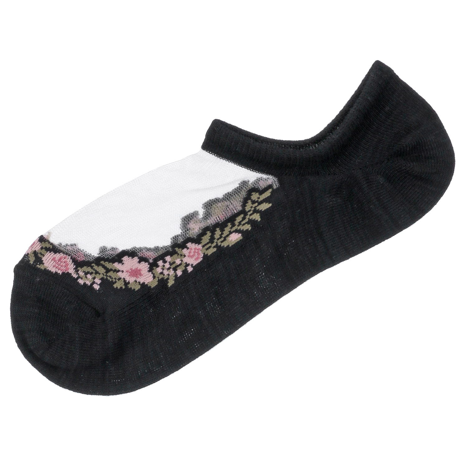 シースルーソックス  カバーソックス  花草柄 - 画像5