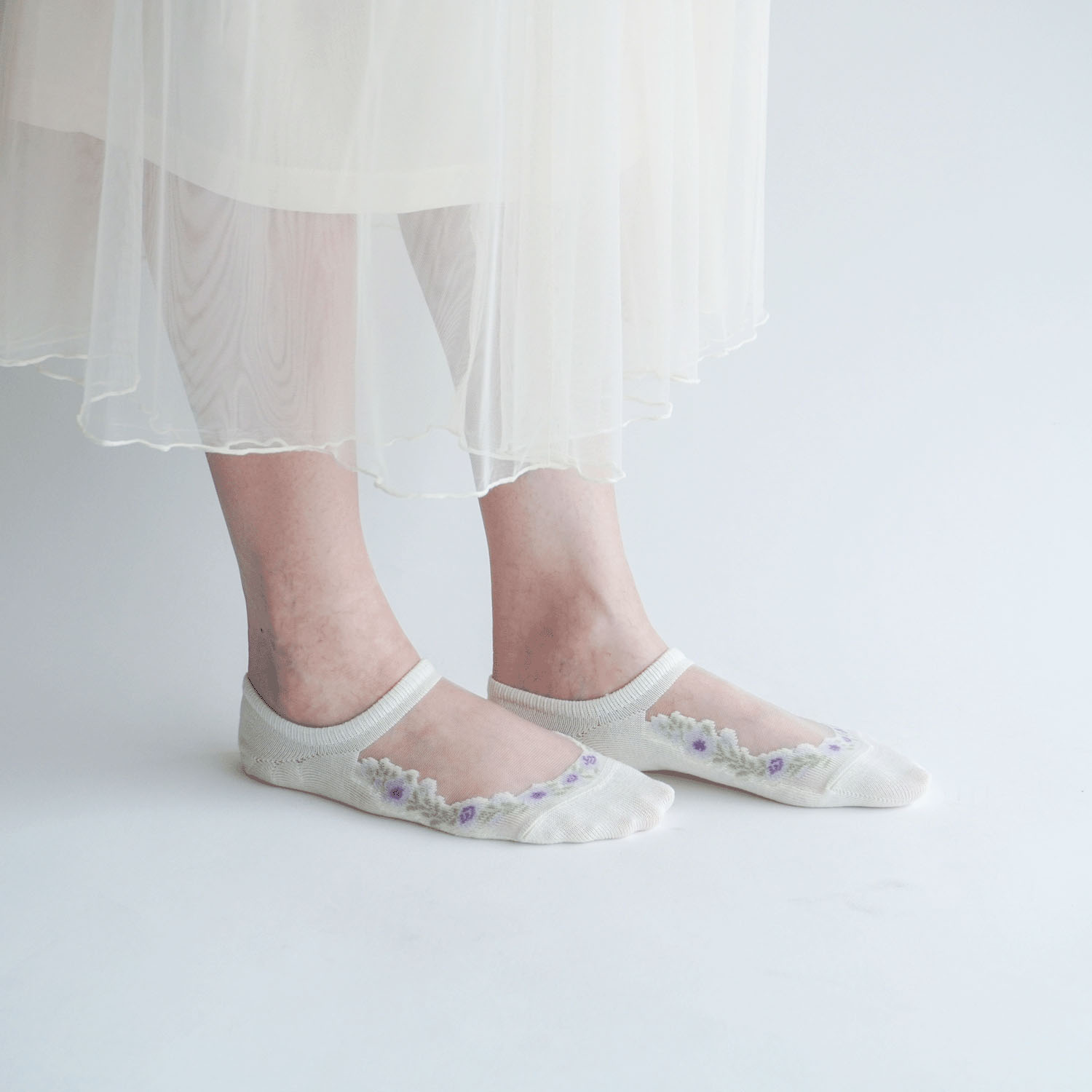 シースルーソックス  カバーソックス  花草柄 - 画像8