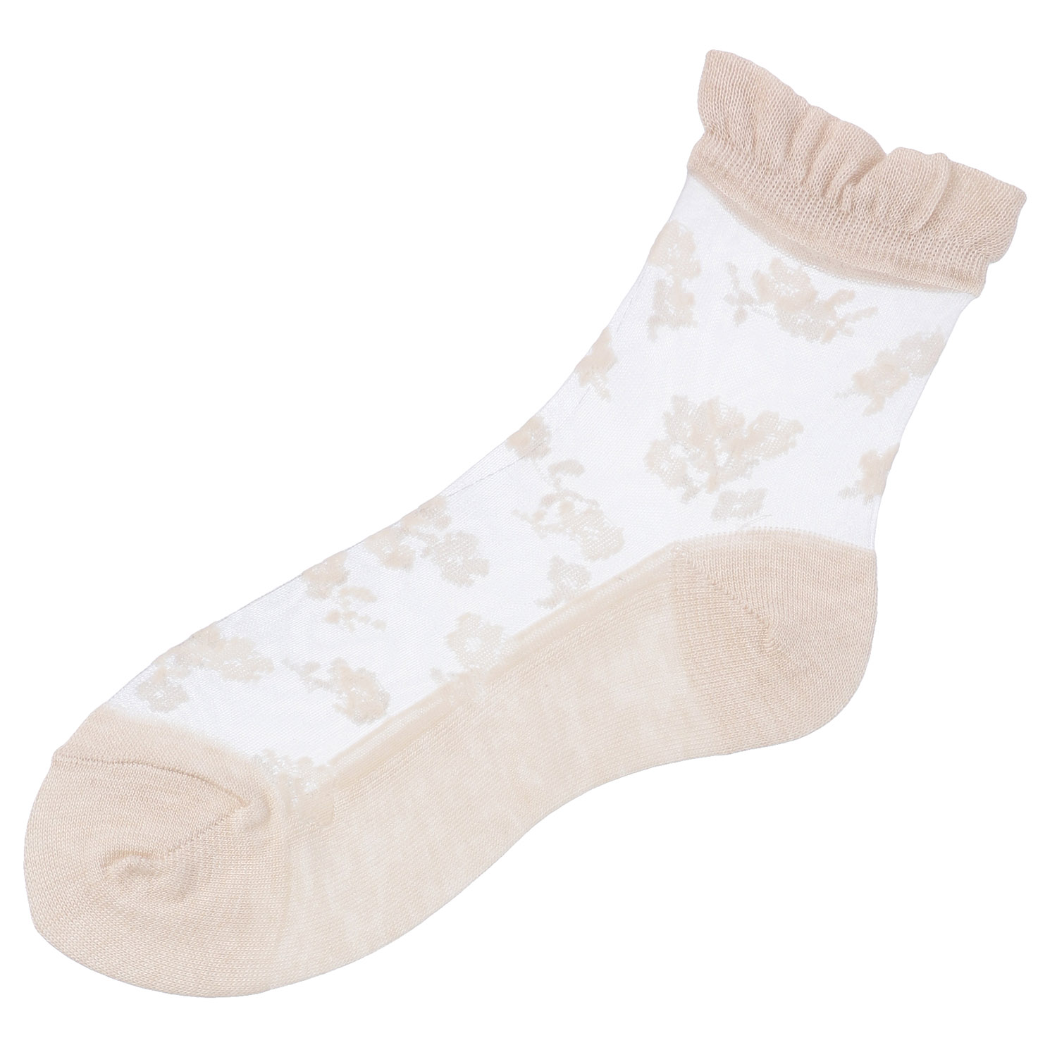 シースルーソックス クルー丈 モノトーン花柄 - 画像8