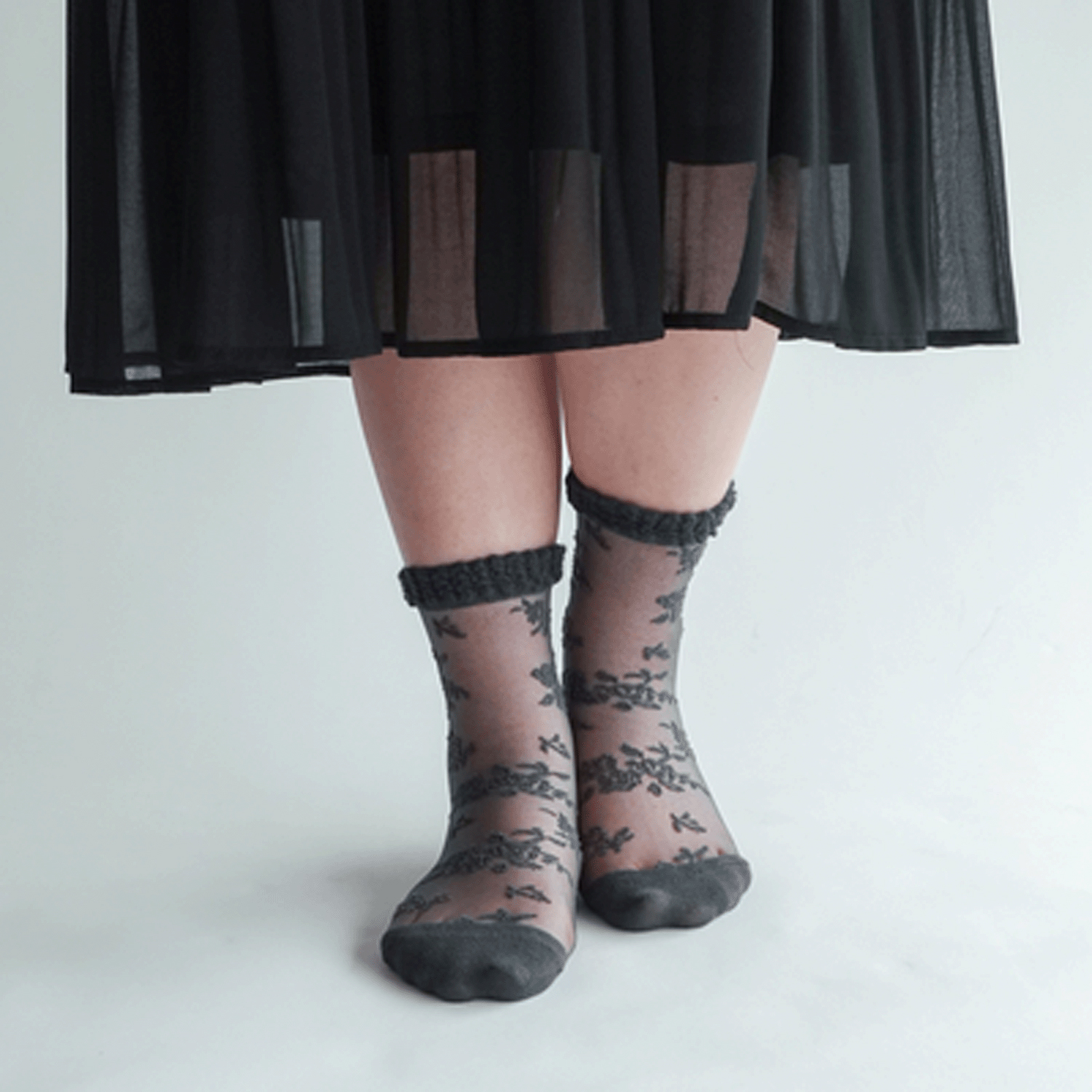 大人気★シースルーソックス 総バラ柄 - 画像4