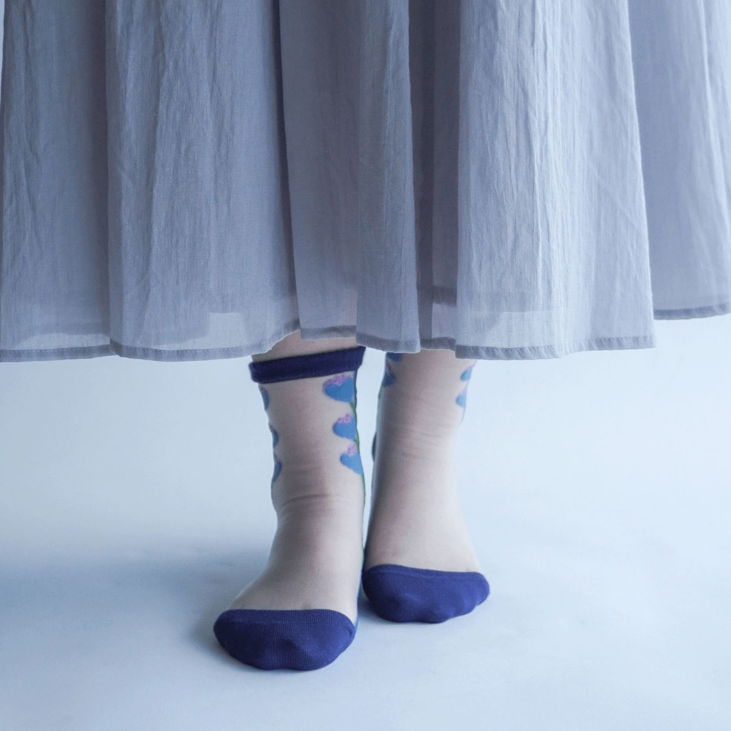北欧調  お花柄 シースルーソックス - 画像17