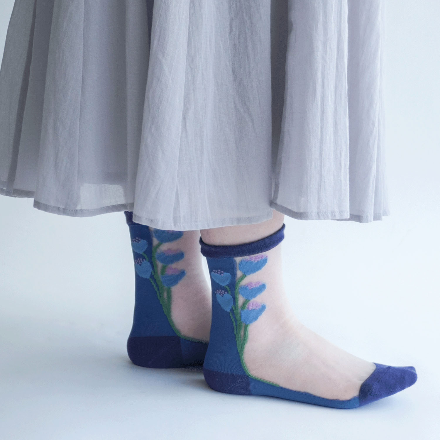 北欧調  お花柄 シースルーソックス - 画像18