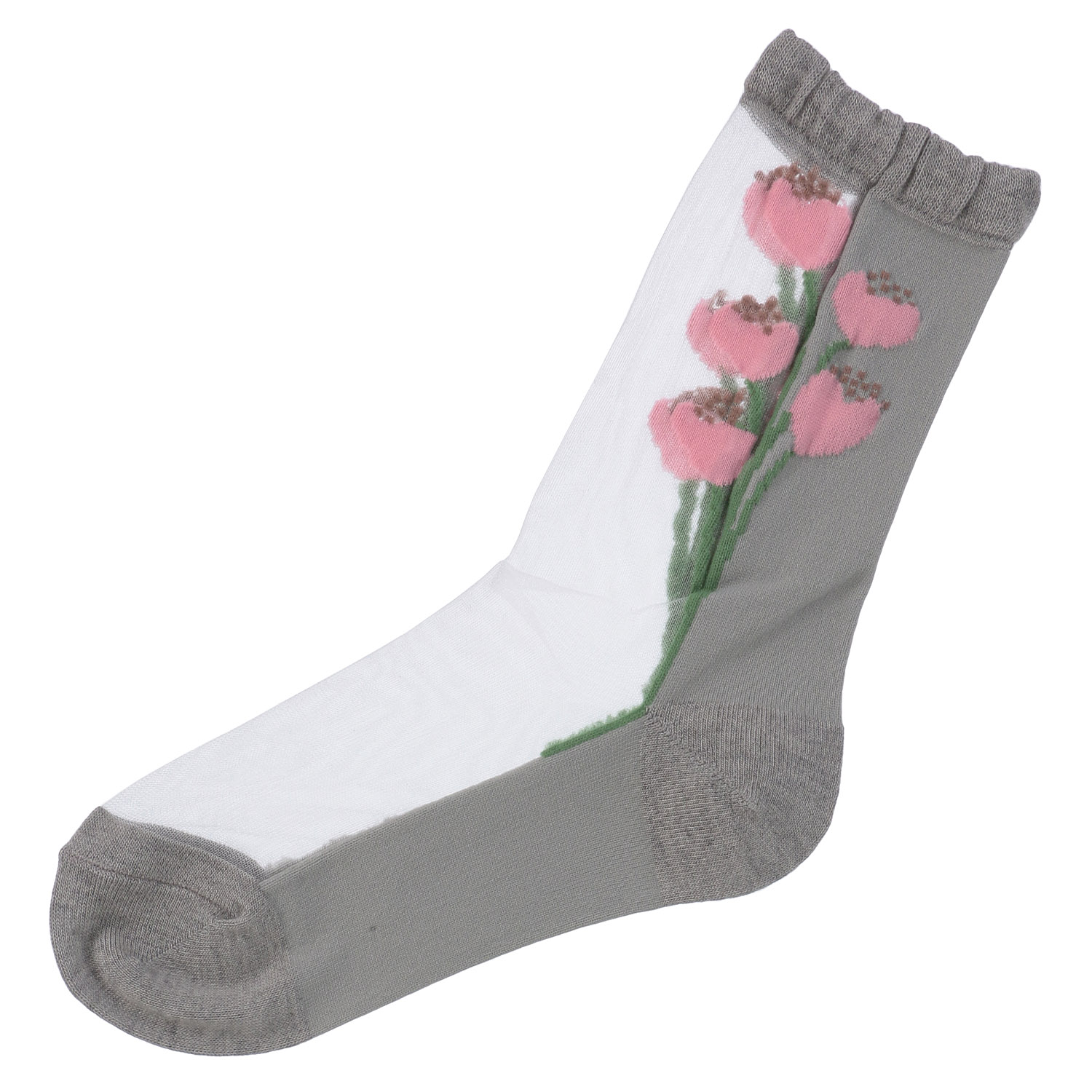 北欧調  お花柄 シースルーソックス - 画像3