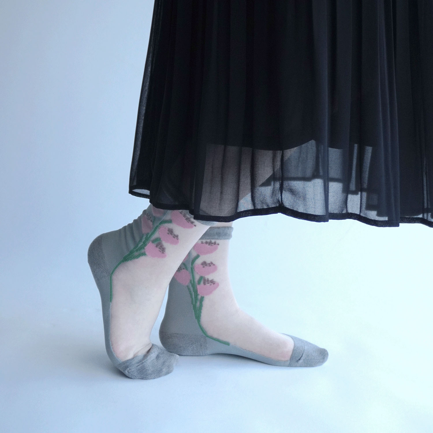 北欧調  お花柄 シースルーソックス - 画像5