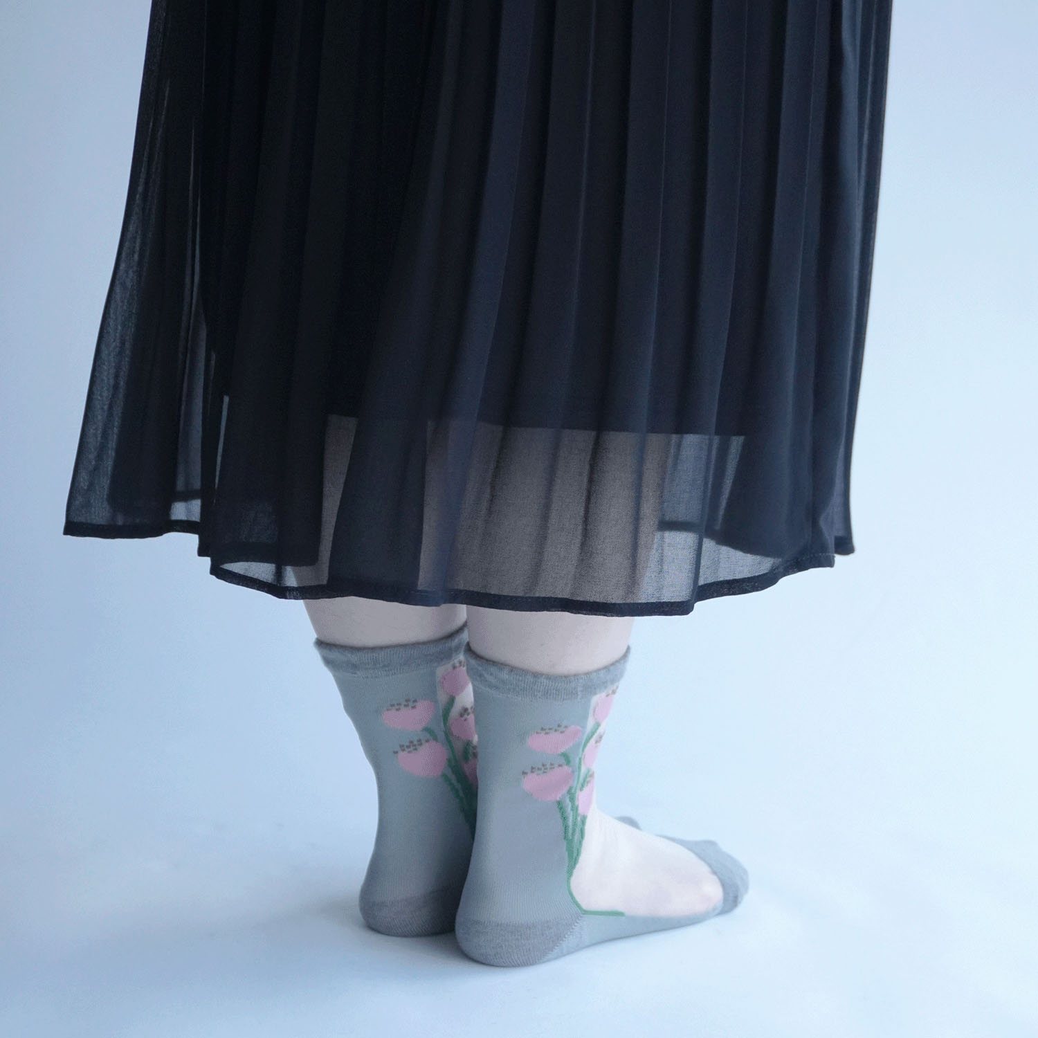 北欧調  お花柄 シースルーソックス - 画像6