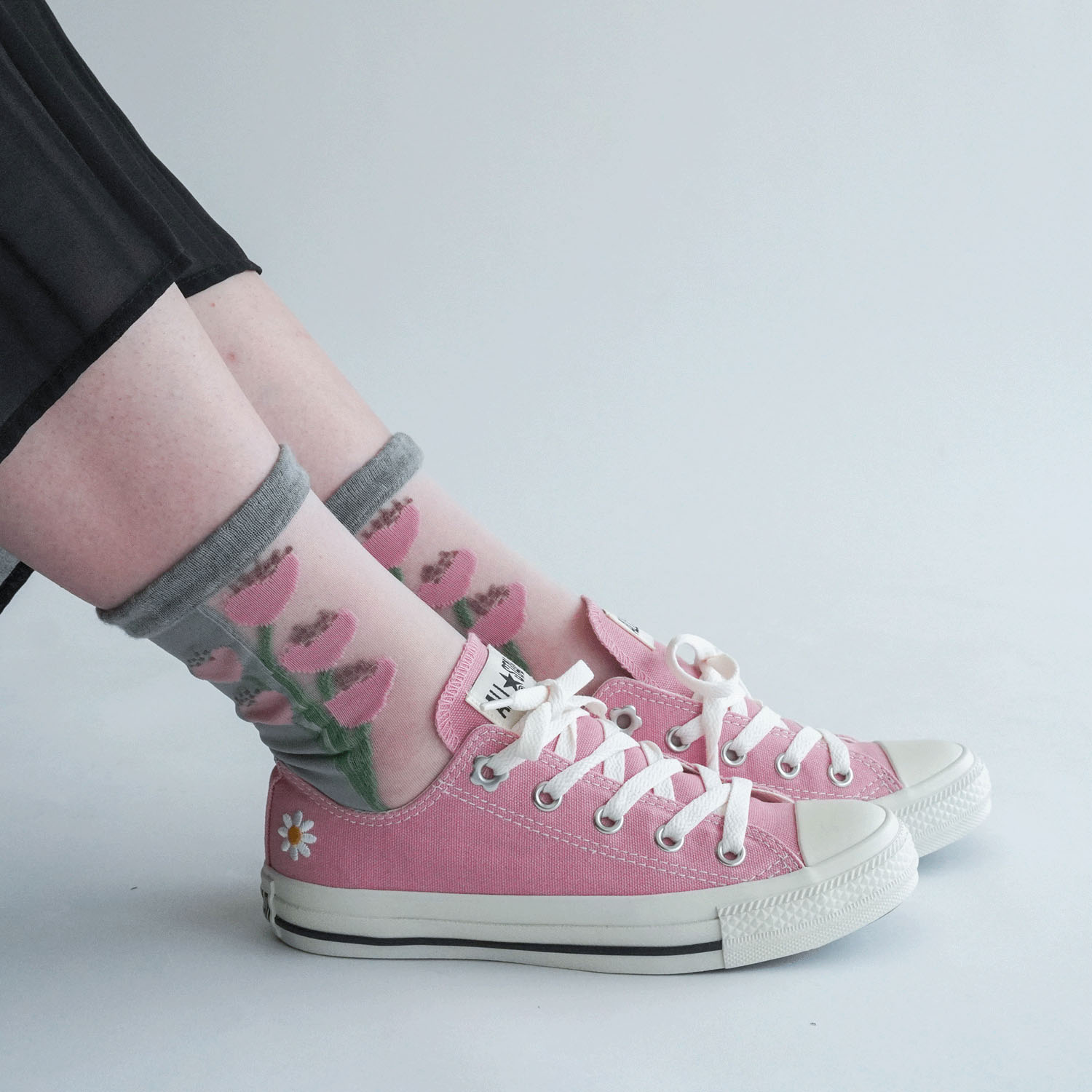 北欧調  お花柄 シースルーソックス - 画像7