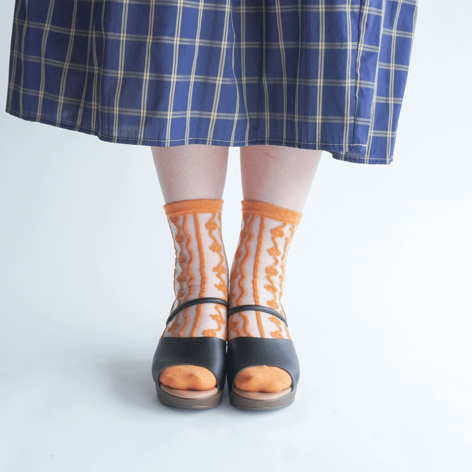 北欧調  お花 ストライプ柄 シースルーソックス - 画像15