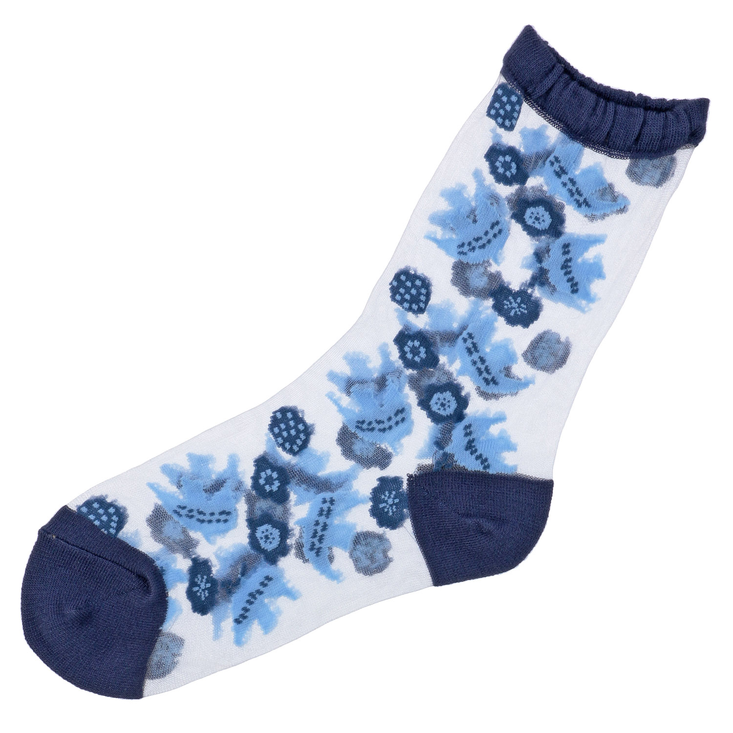 北欧調  鳥とお花総柄 シースルーソックス - 画像19