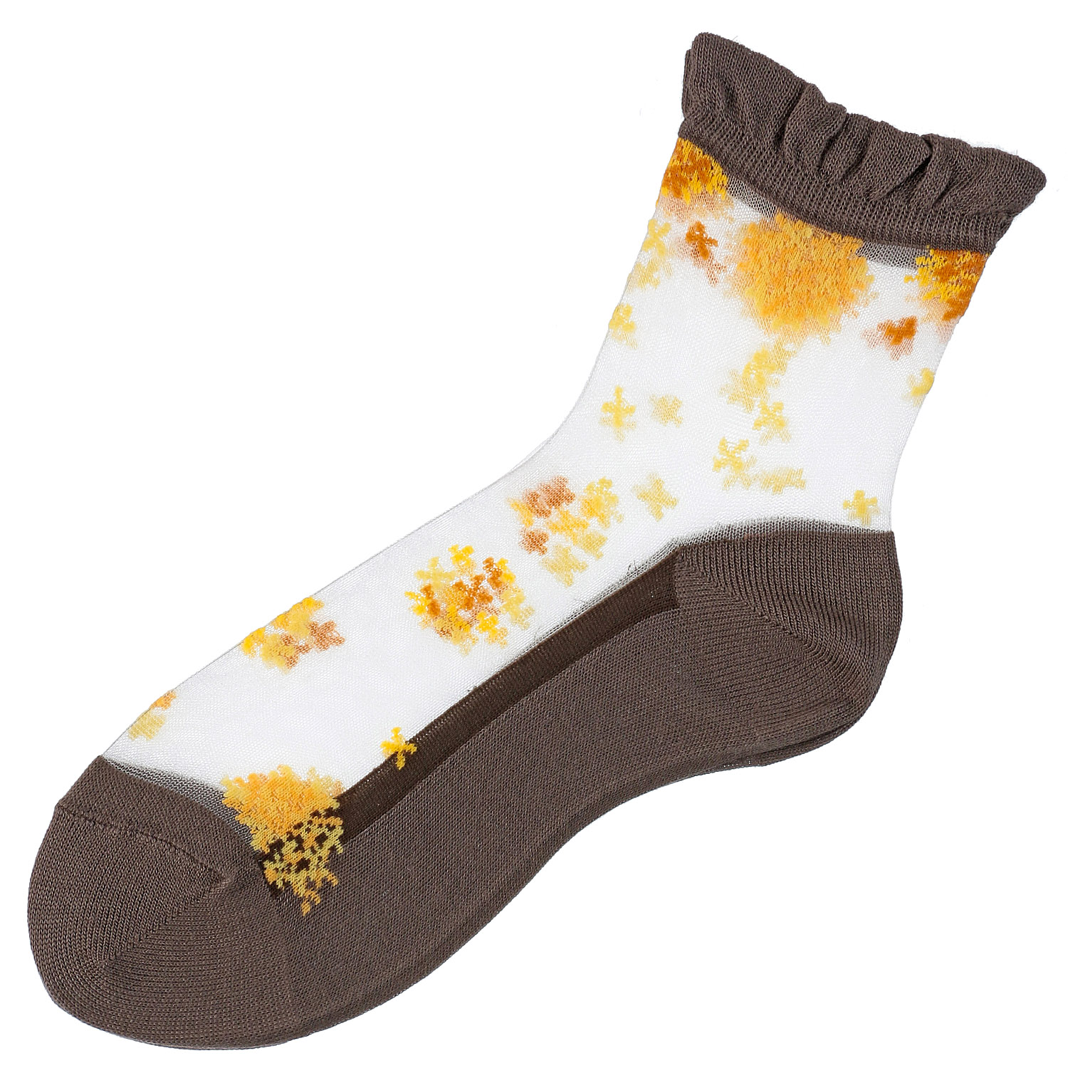 シースルーソックス クルー丈 シルク混 小花柄【在庫限り】