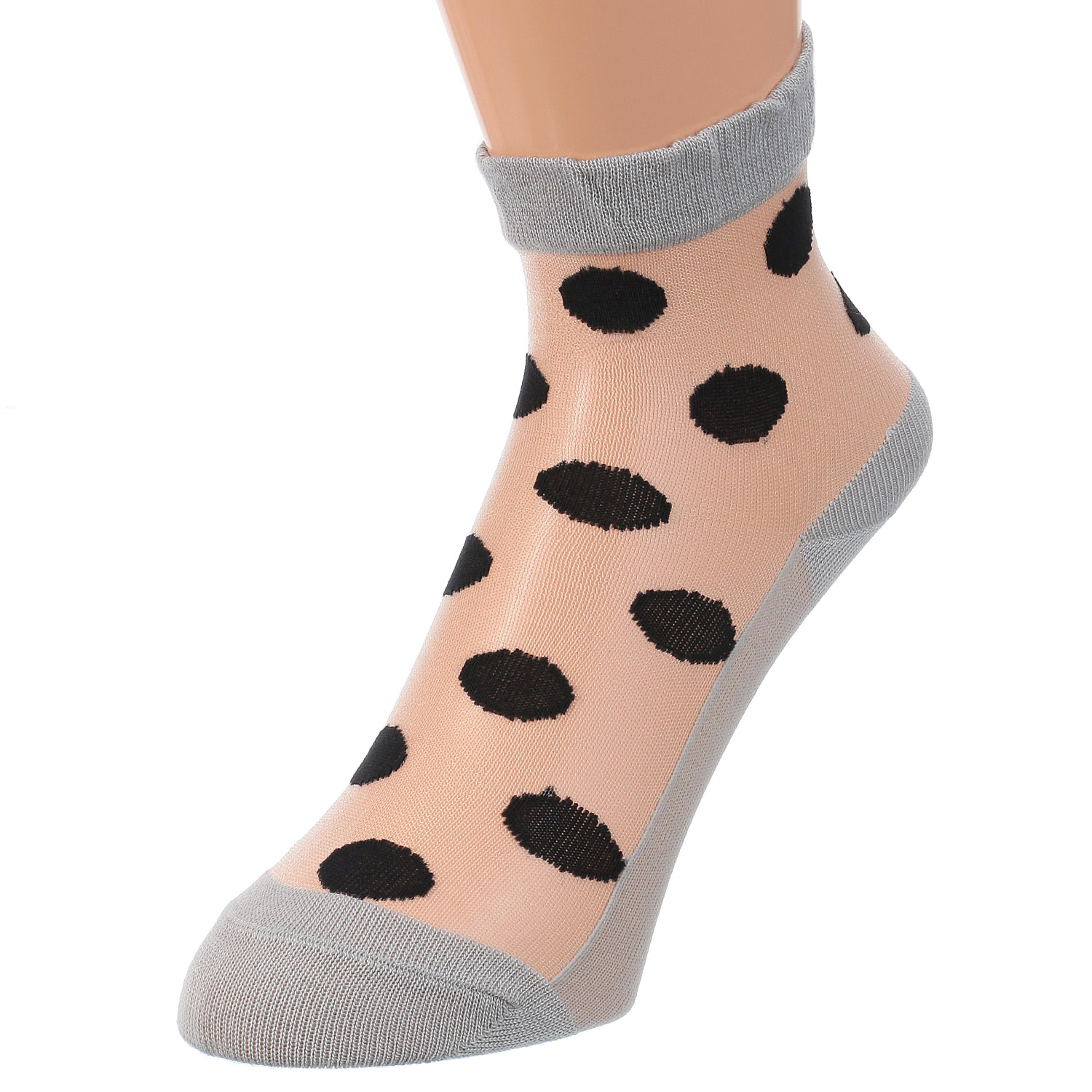 シースルーソックス クルー丈 シルク混 ドット【在庫限り】 - 画像2