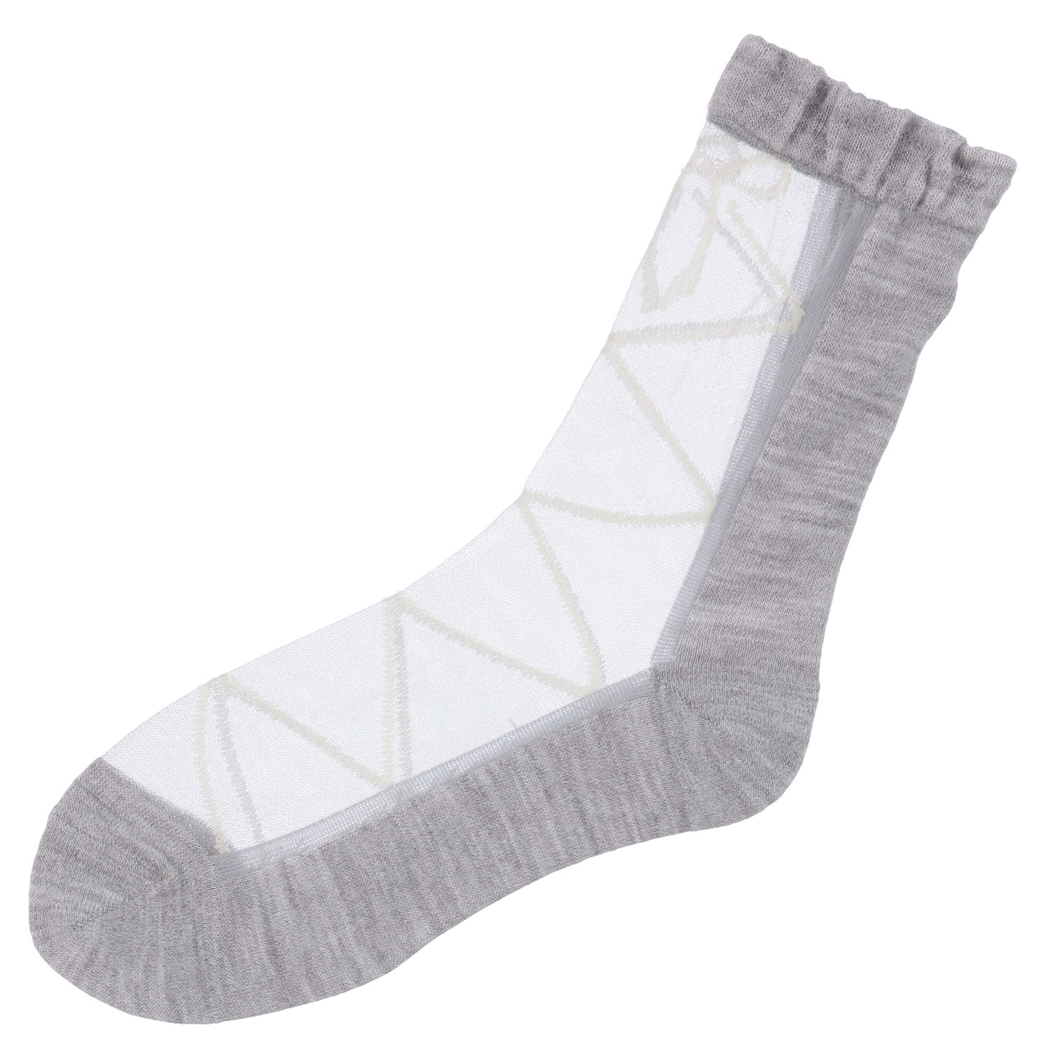 25AW新柄  シースルーソックス ハイクルー  カシミヤ混 リボン柄【在庫限り】