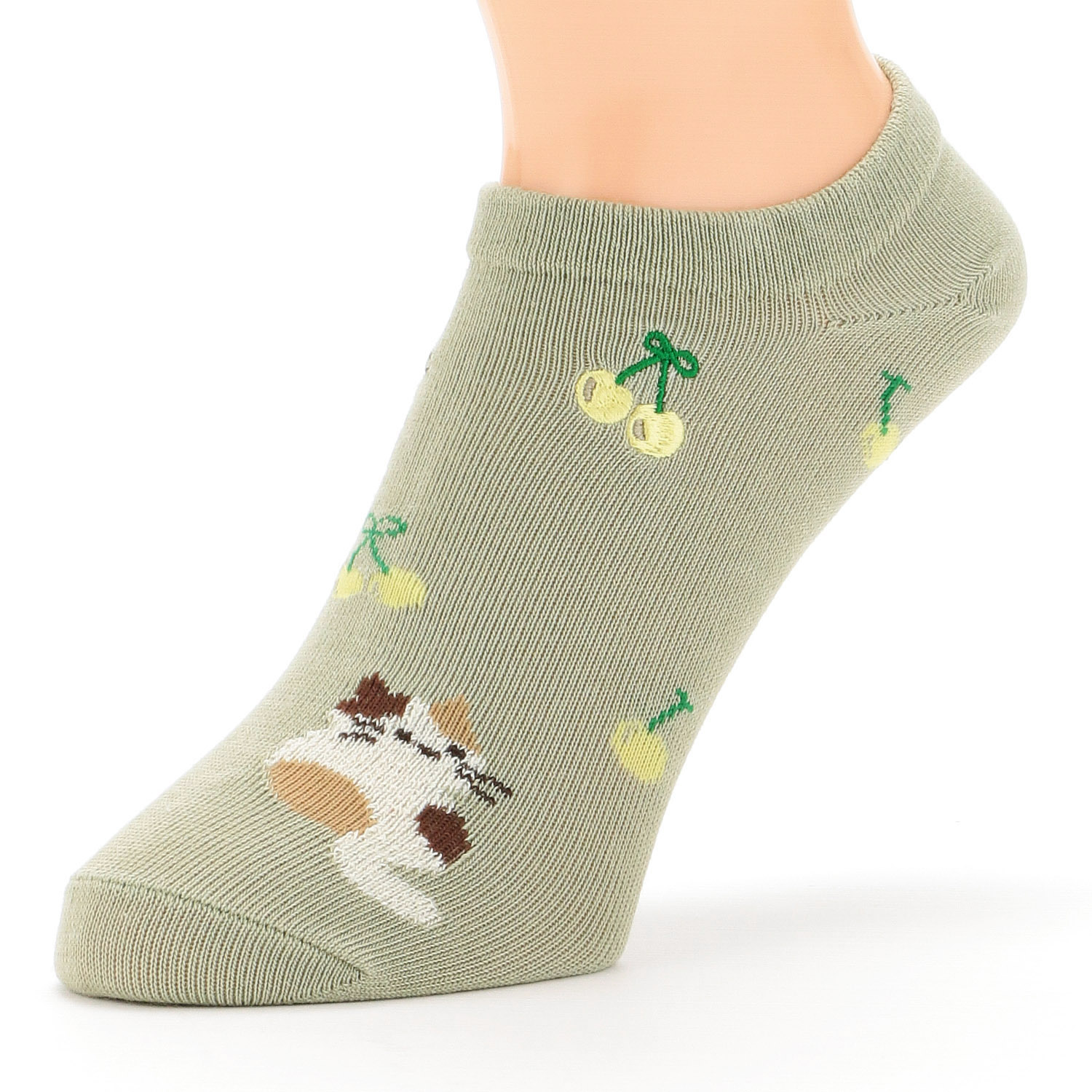 Natural Collection  スニーカー丈 ネコとサクランボ  靴下【在庫限り】 - 画像2